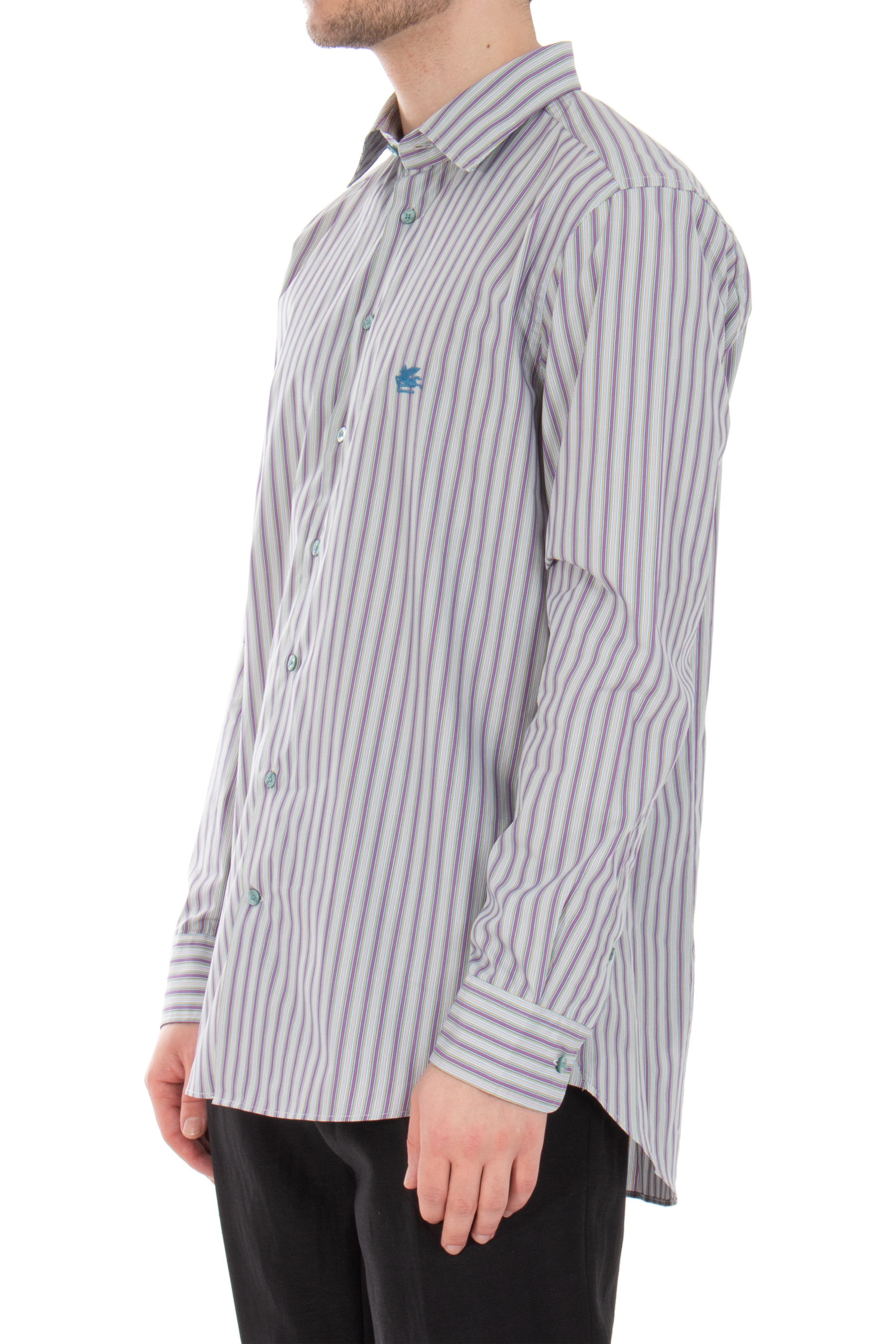 ETRO Embroiderd Striped Cotton Shirt