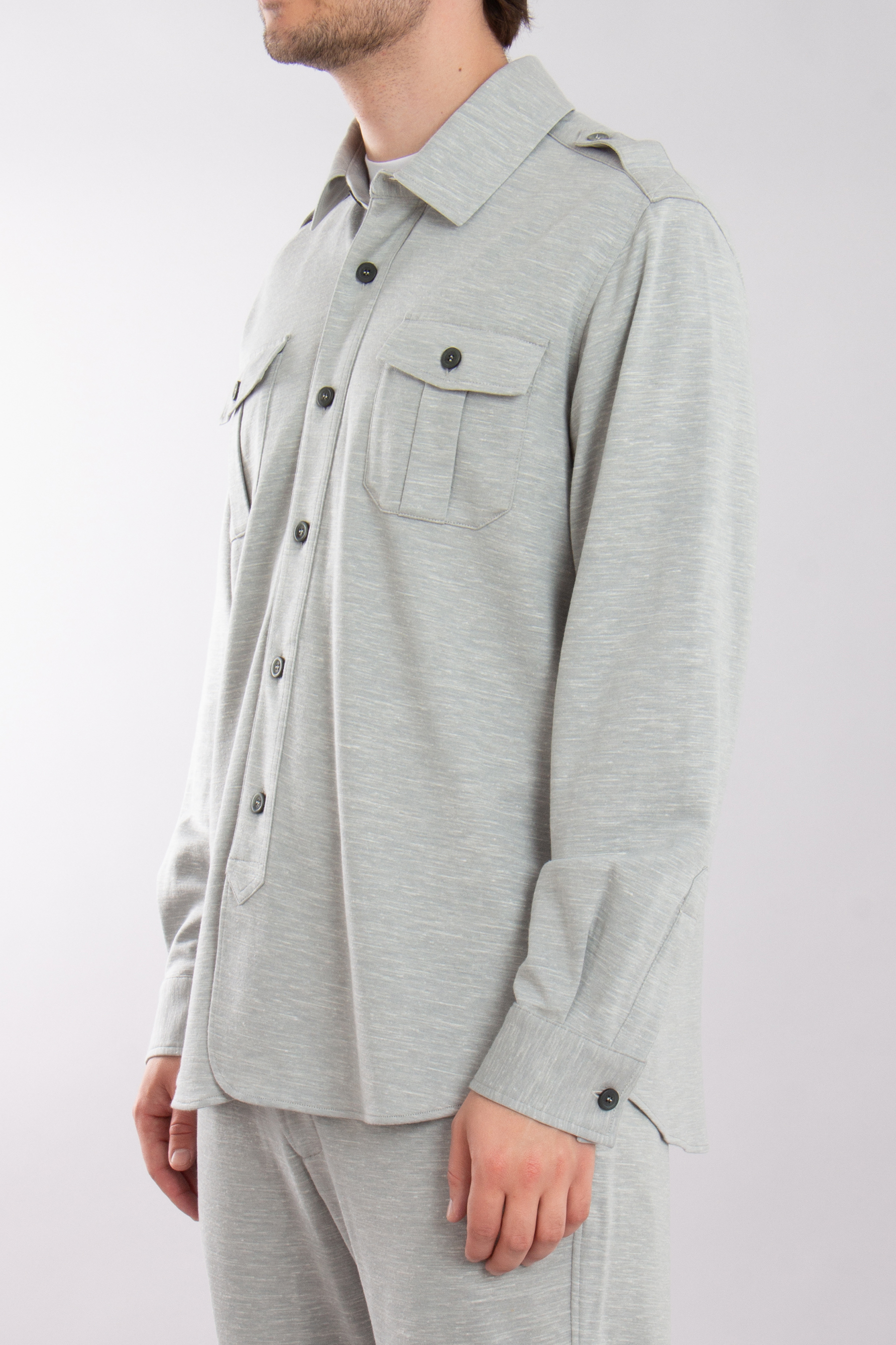 SEASE Virgin Wool-Silk-Linen Blend Overshirt Felpa Generale