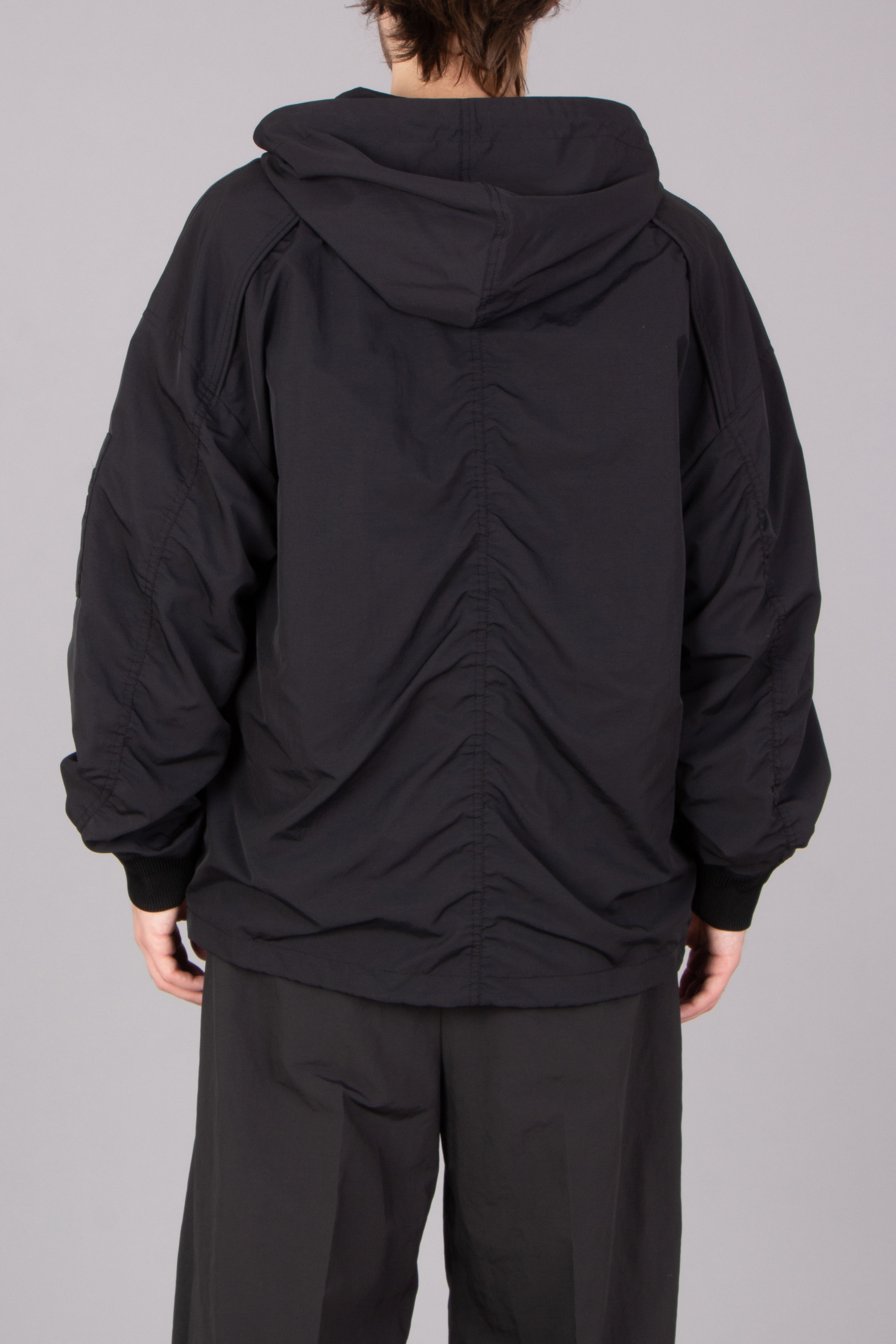 JUUN.J Oversized Puckering Nylon Zip-Up Hoodie