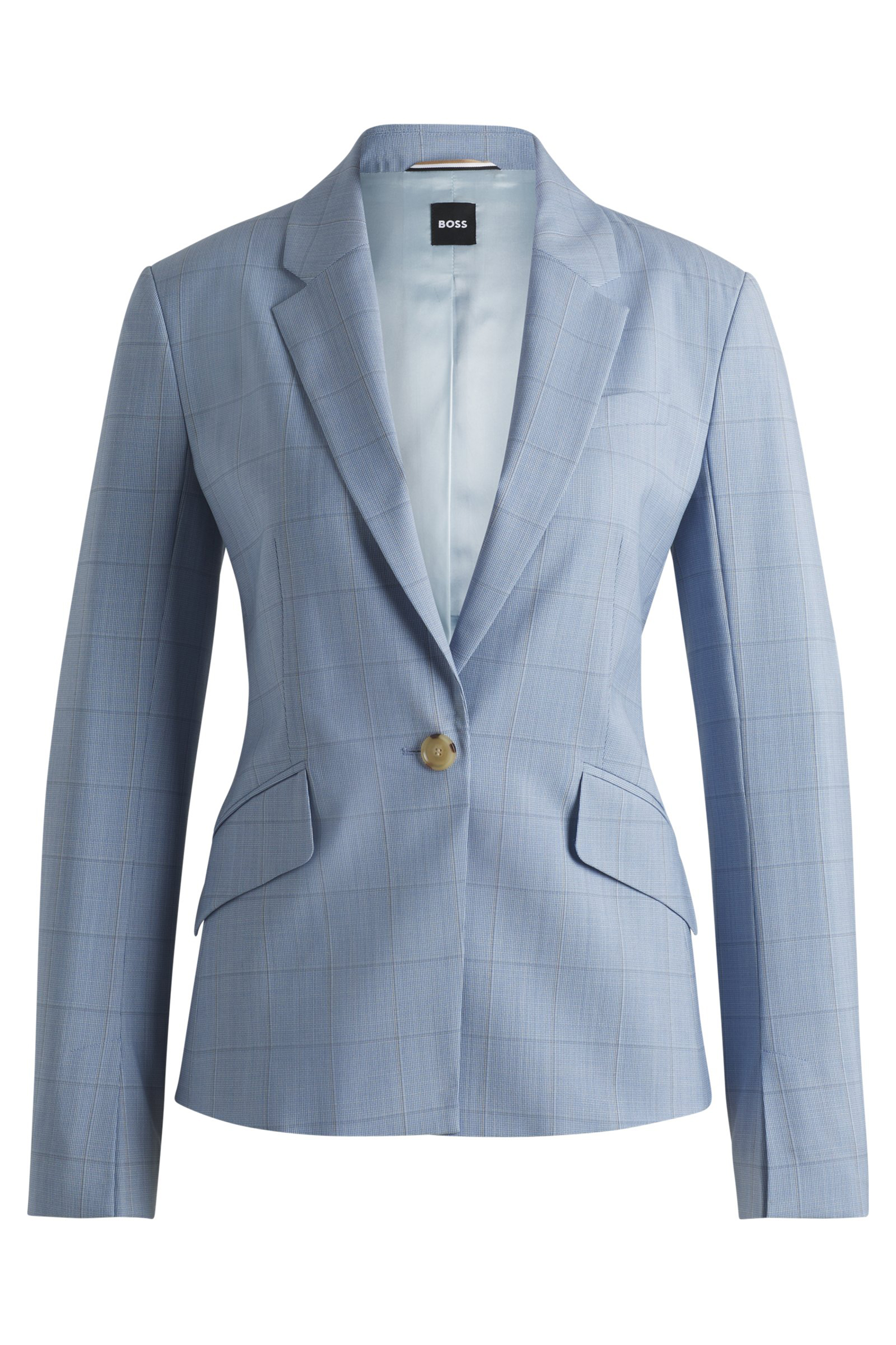 BOSS Slim Fit Checked Virgin Wool Blazer Jia