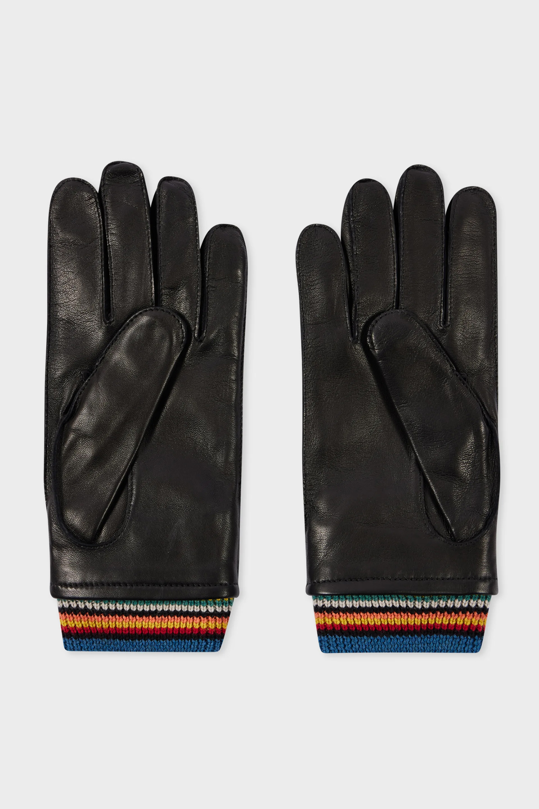 PAUL SMITH 'Signature Stripe' Cuff Lambskin Leather Gloves