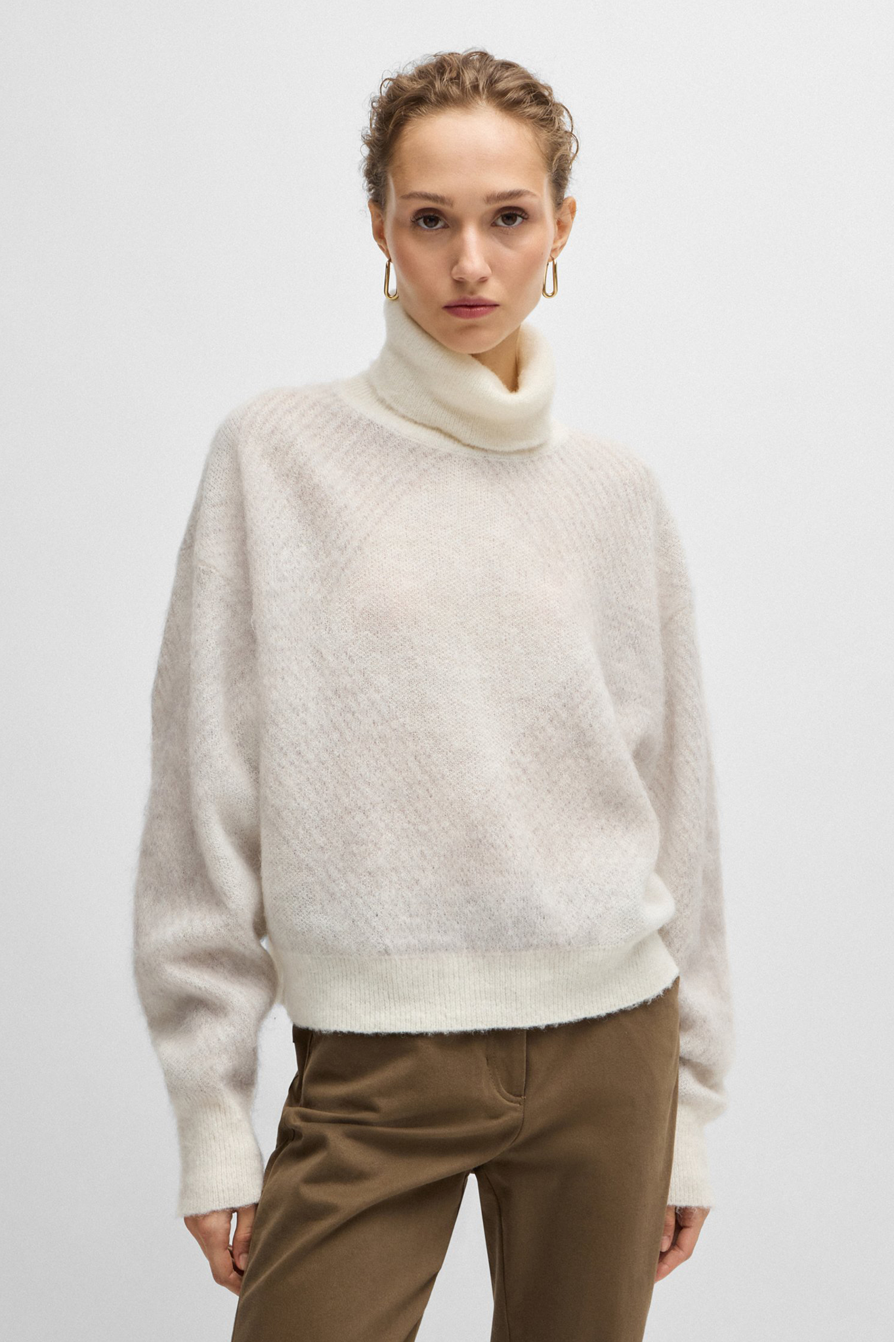 BOSS Patterned Mohair-Wool Blend Sweater Fewani