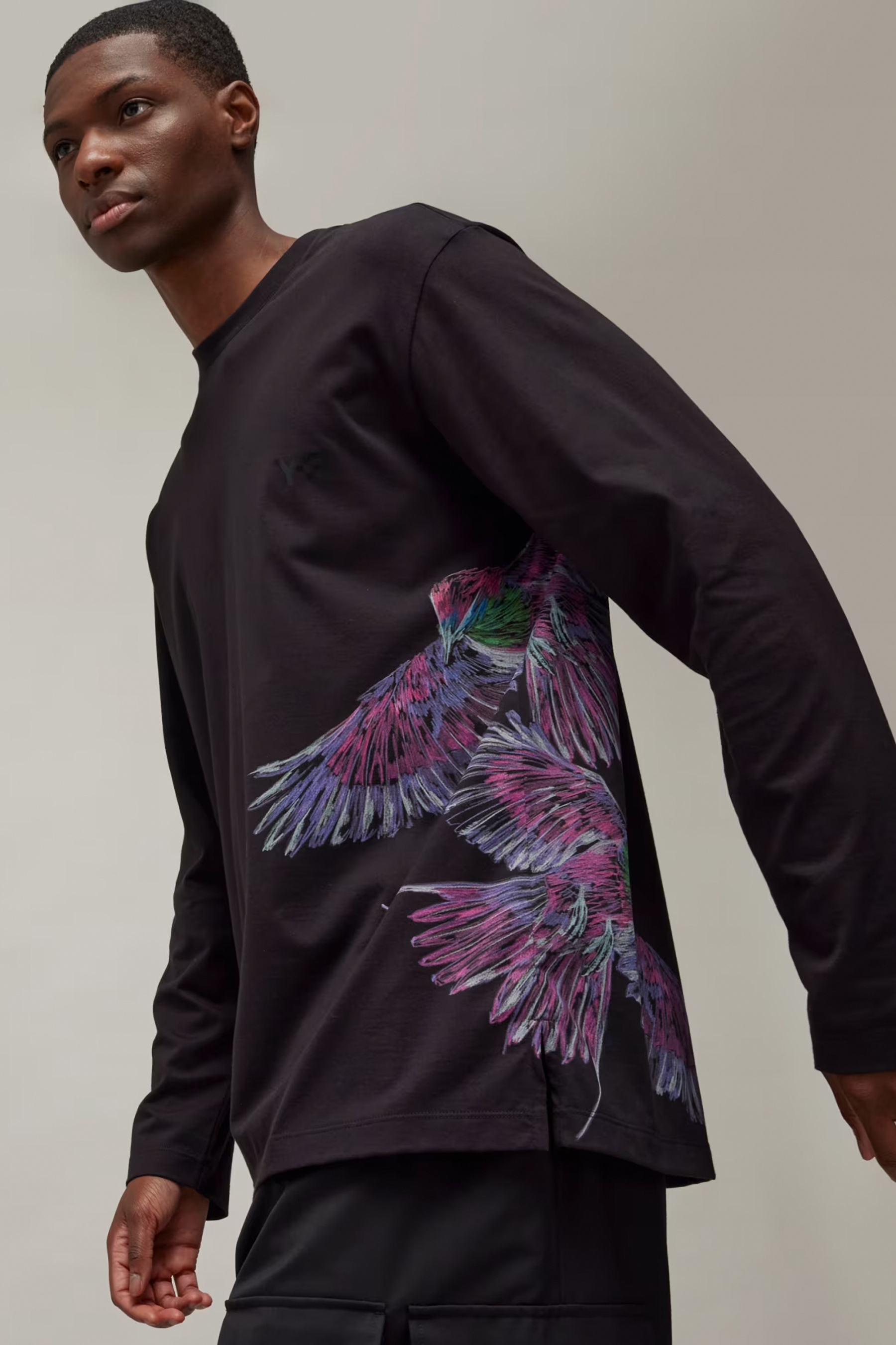 Y-3 Graphic Print Cotton Long Sleeve T-Shirt