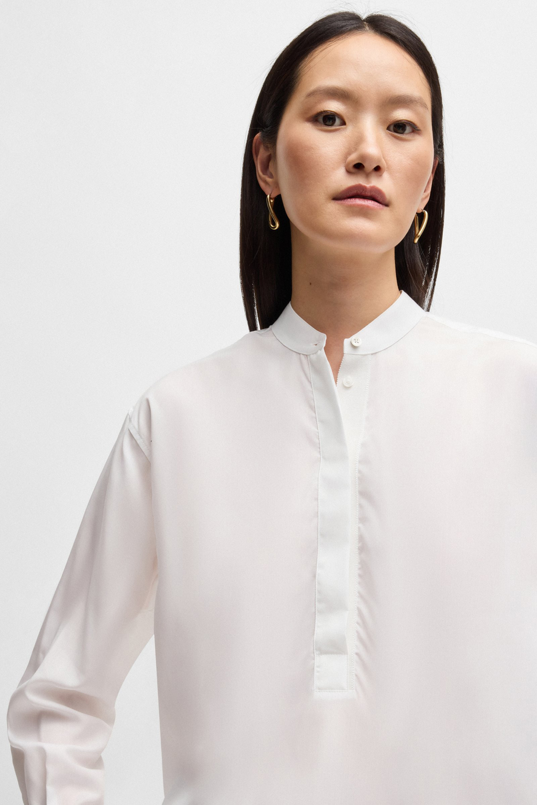 BOSS Relaxed Fit Lyocell Poplin Blouse Brooke Wednesday