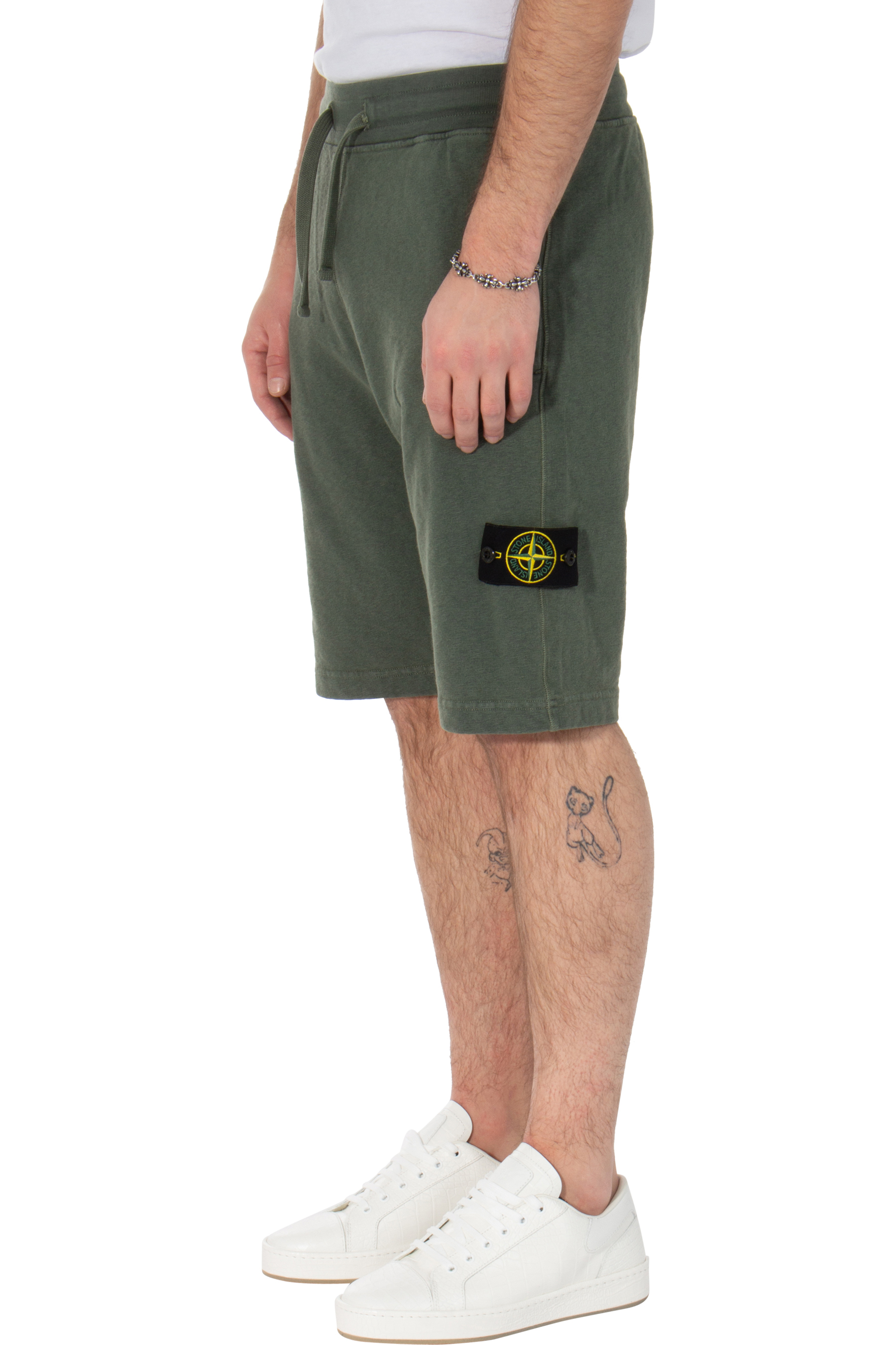 STONE ISLAND Old Effect Cotton Shorts