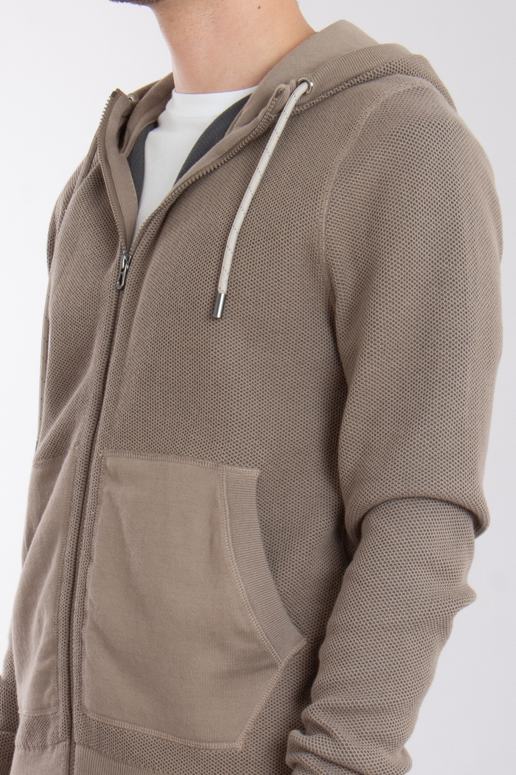 SEASE 3D Knitted Cotton Blend Zip Hoodie