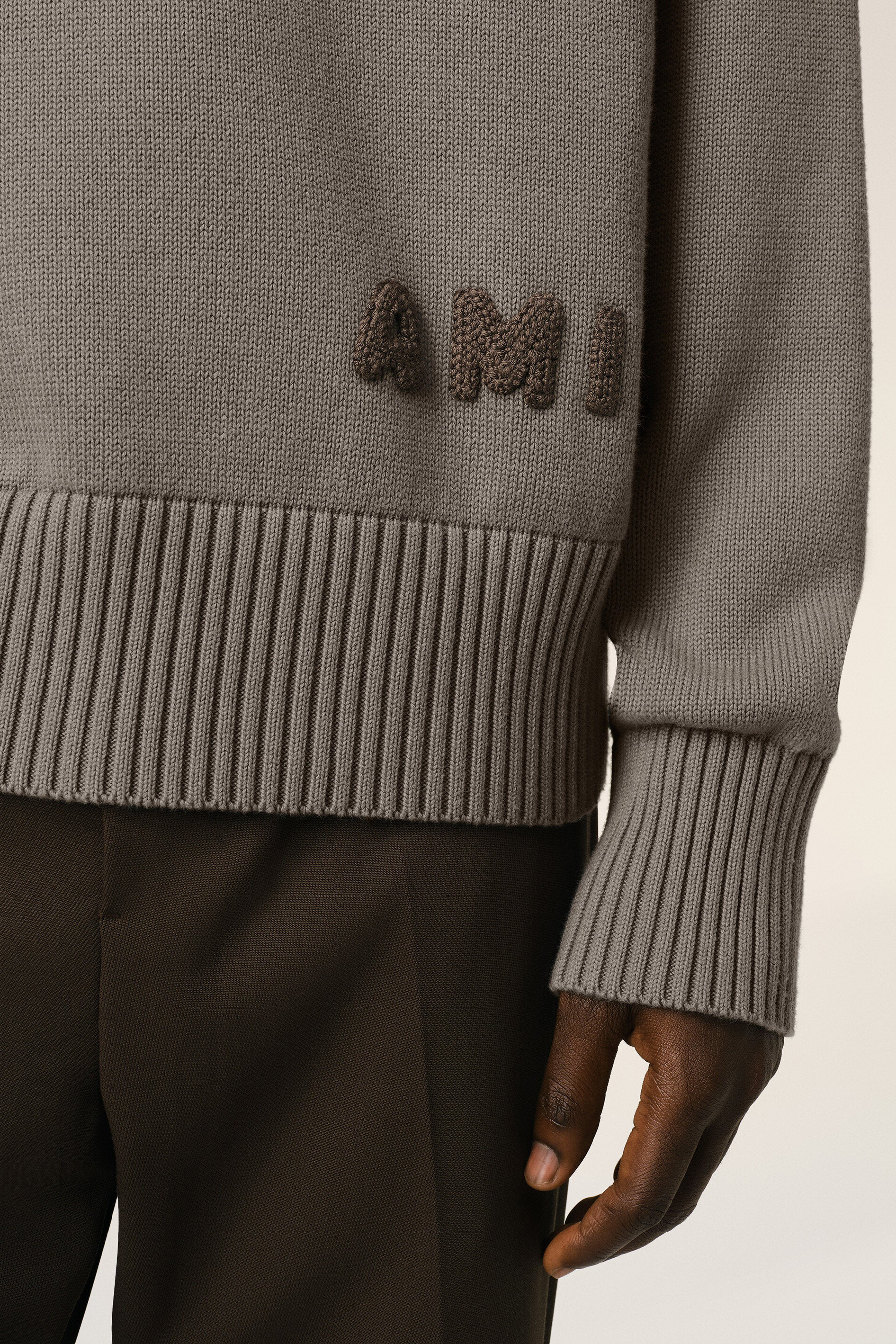 AMI PARIS Relaxed Fit Organic Cotton-Wool Blend Sweater