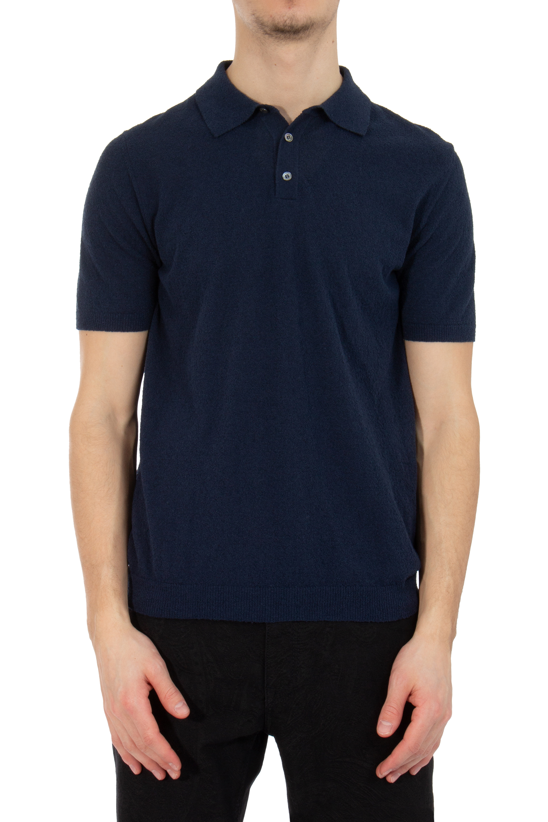 ROBERTO COLLINA Cotton Blend Bouclé Knit Polo