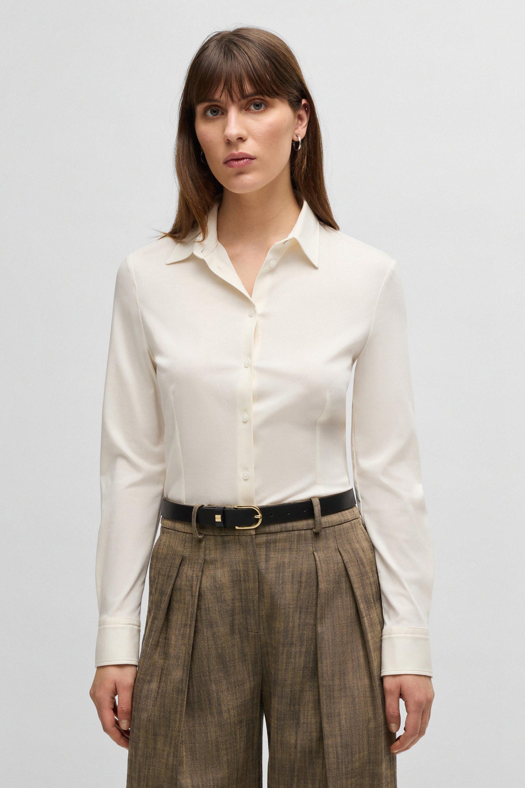 BOSS Extra Slim Fit Cotton Jersey Blouse Birdie