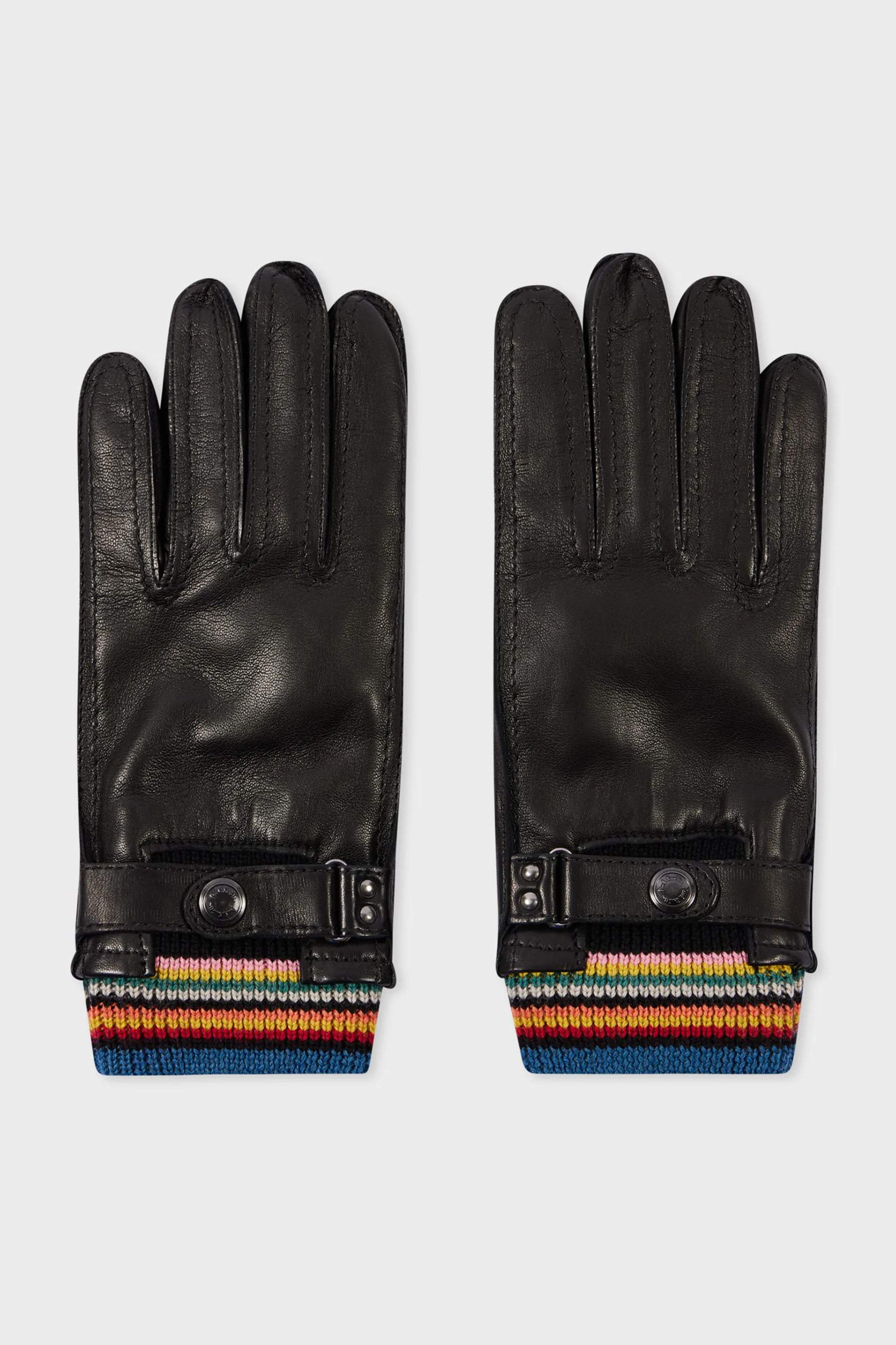 PAUL SMITH 'Signature Stripe' Cuff Lambskin Leather Gloves