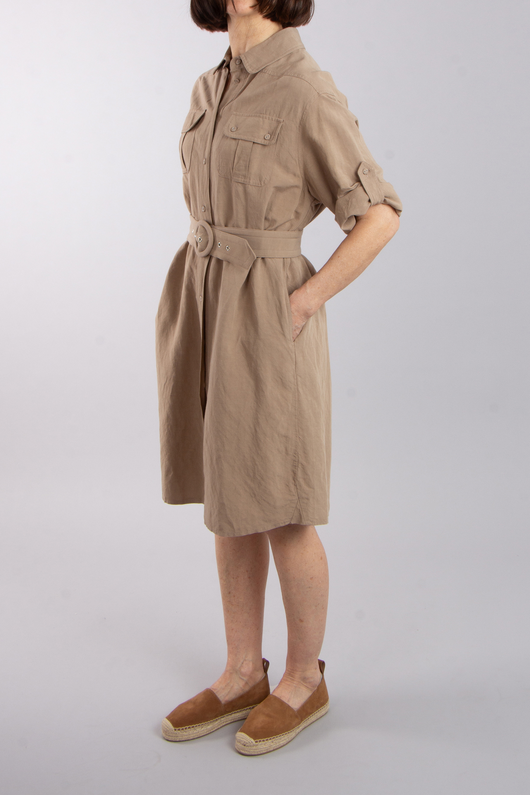 0039 ITALY Linen Blend Shirt Dress Cinzia