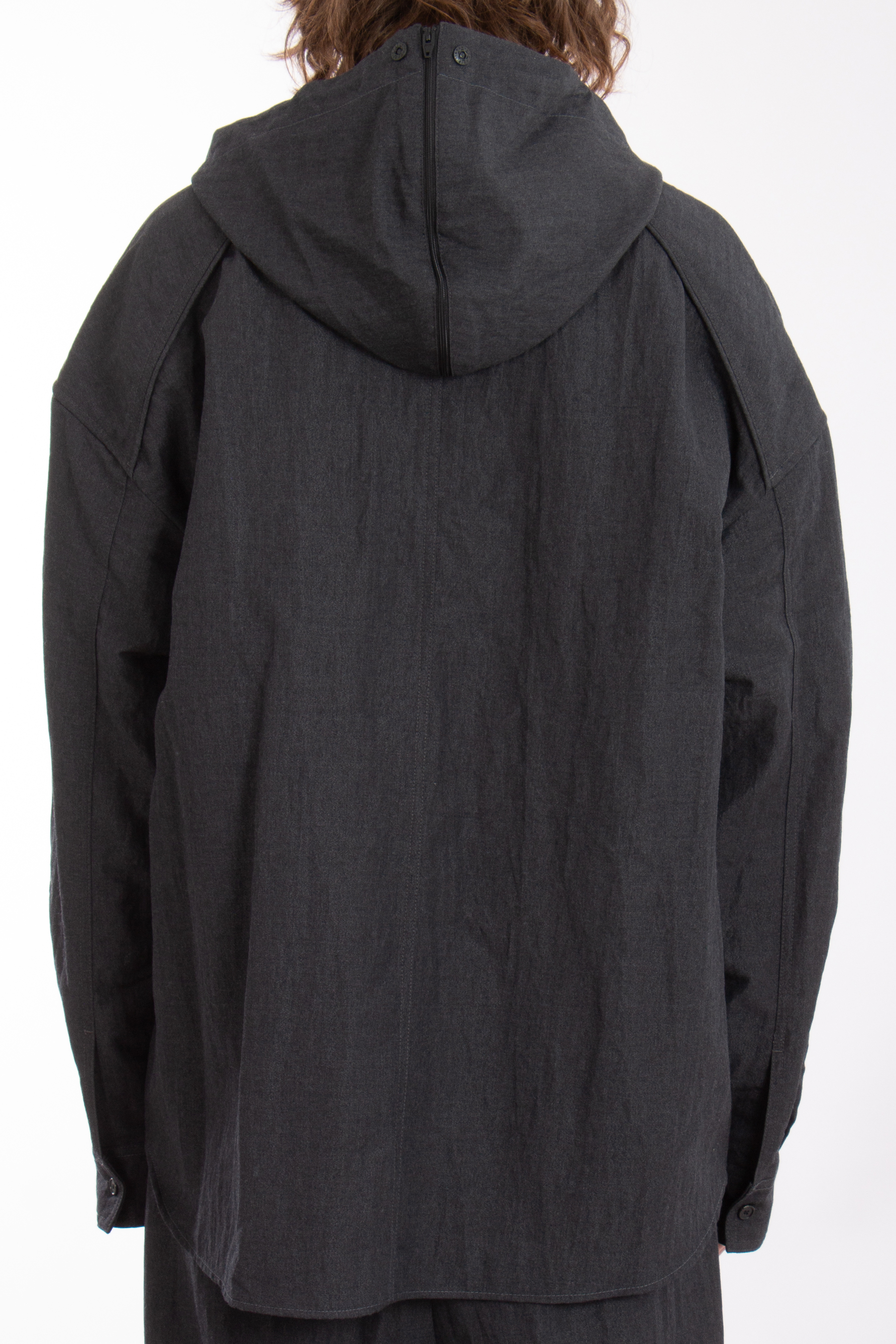 JUUN.J Hooded Wool-Nylon Blend Overshirt