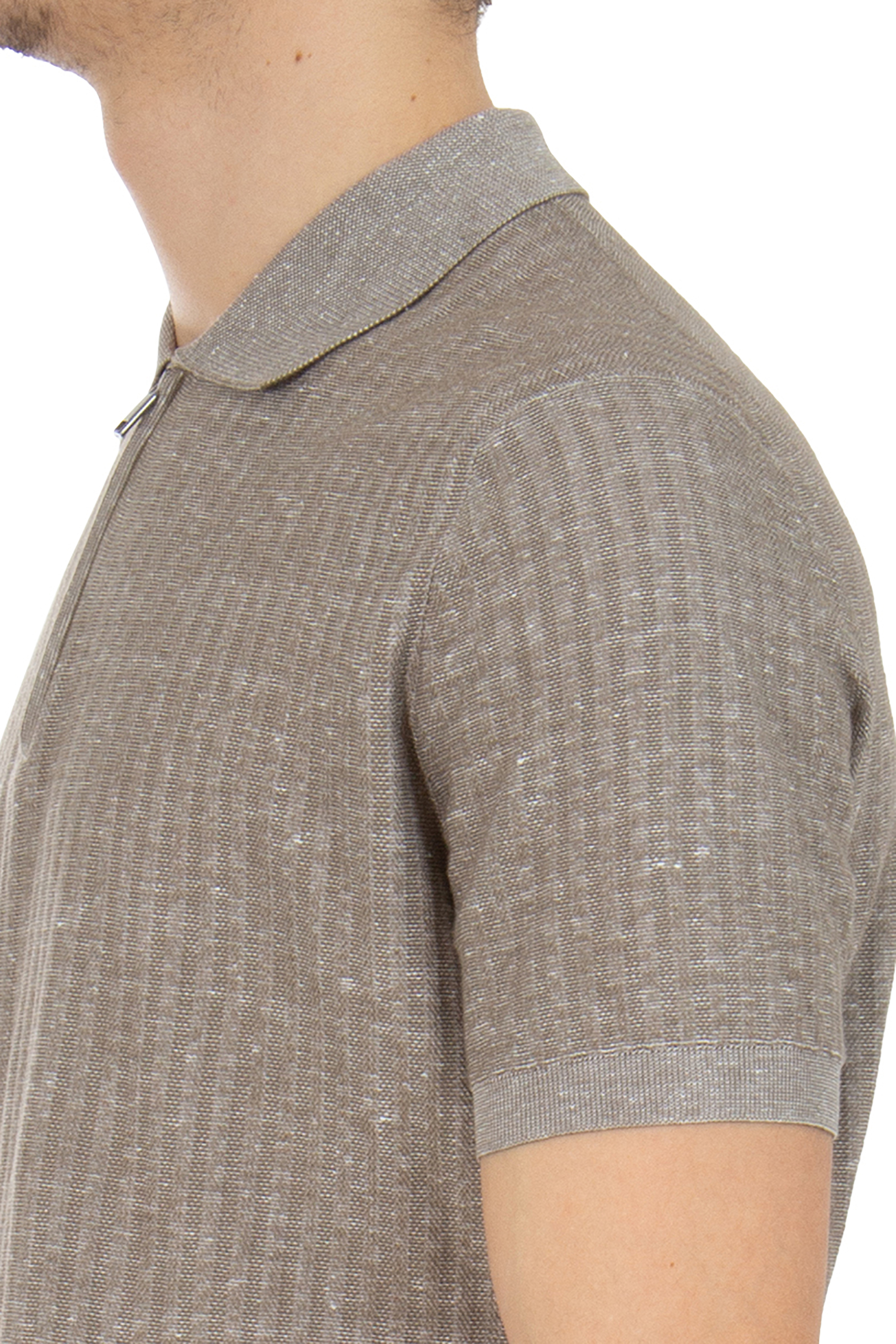 BRIONI Cotton Linen Blend Knit Polo