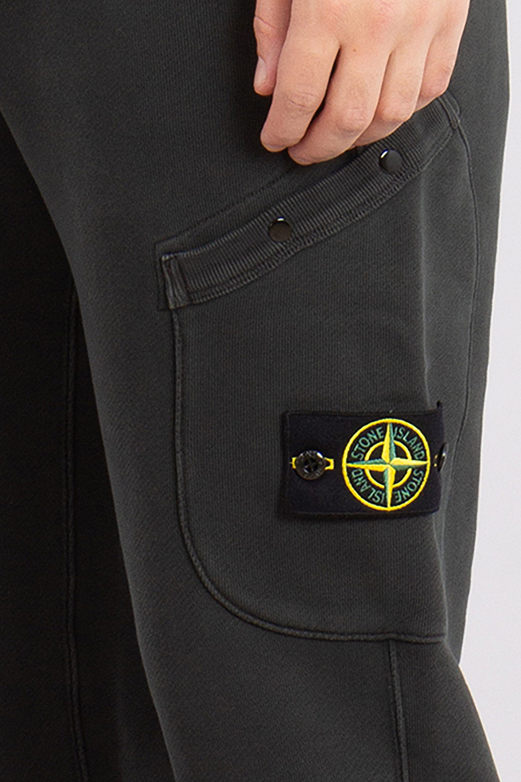 STONE ISLAND 'Old' Effect Organic Cotton Diagonal Fleece Sweatpants