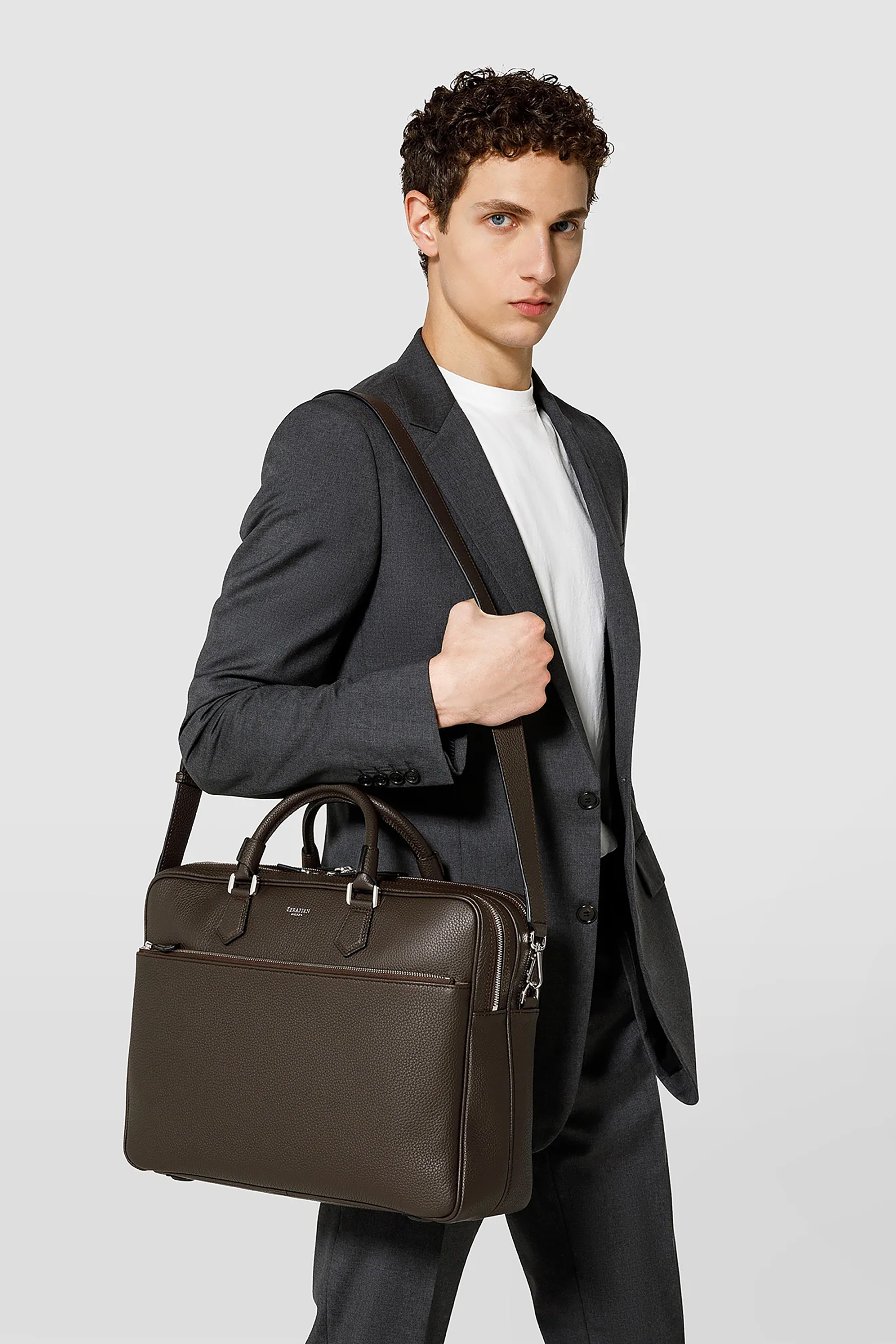 SERAPIAN Large Cashmere Leather Briefcase