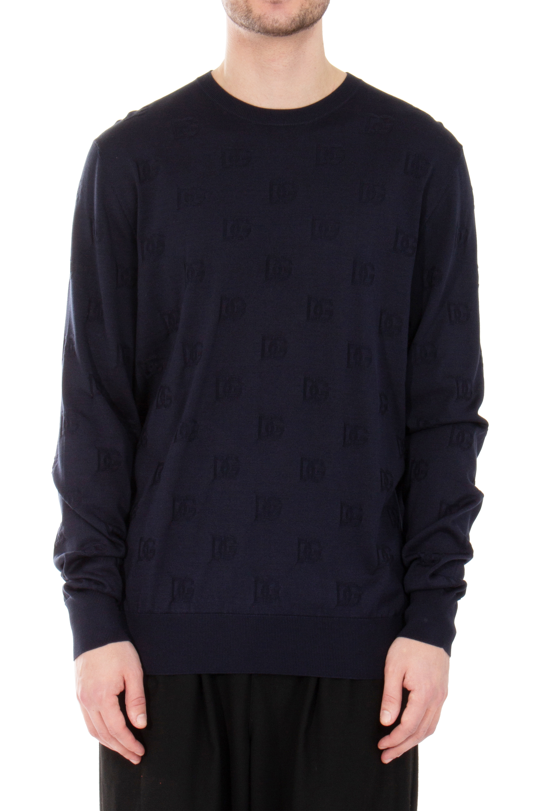 DOLCE & GABBANA Logo Inlay Silk Knit Sweater