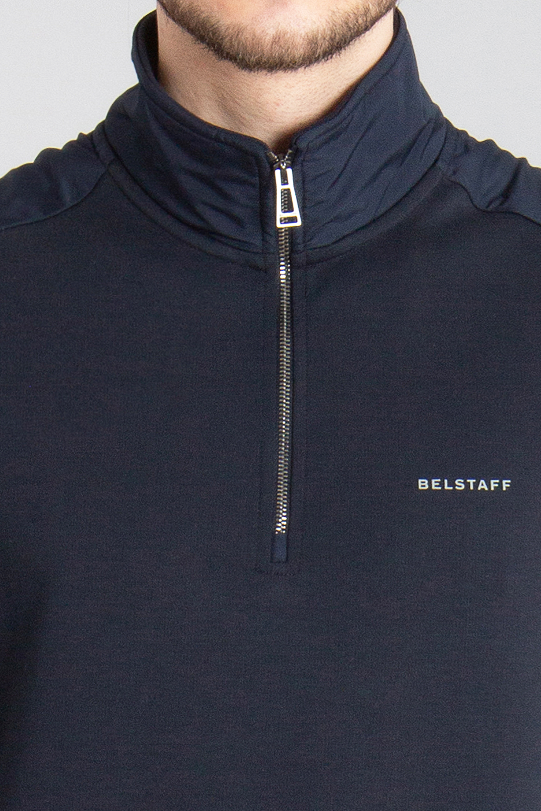 BELSTAFF Cotton Fleece Quarter Zip Sweatshirt Alloy