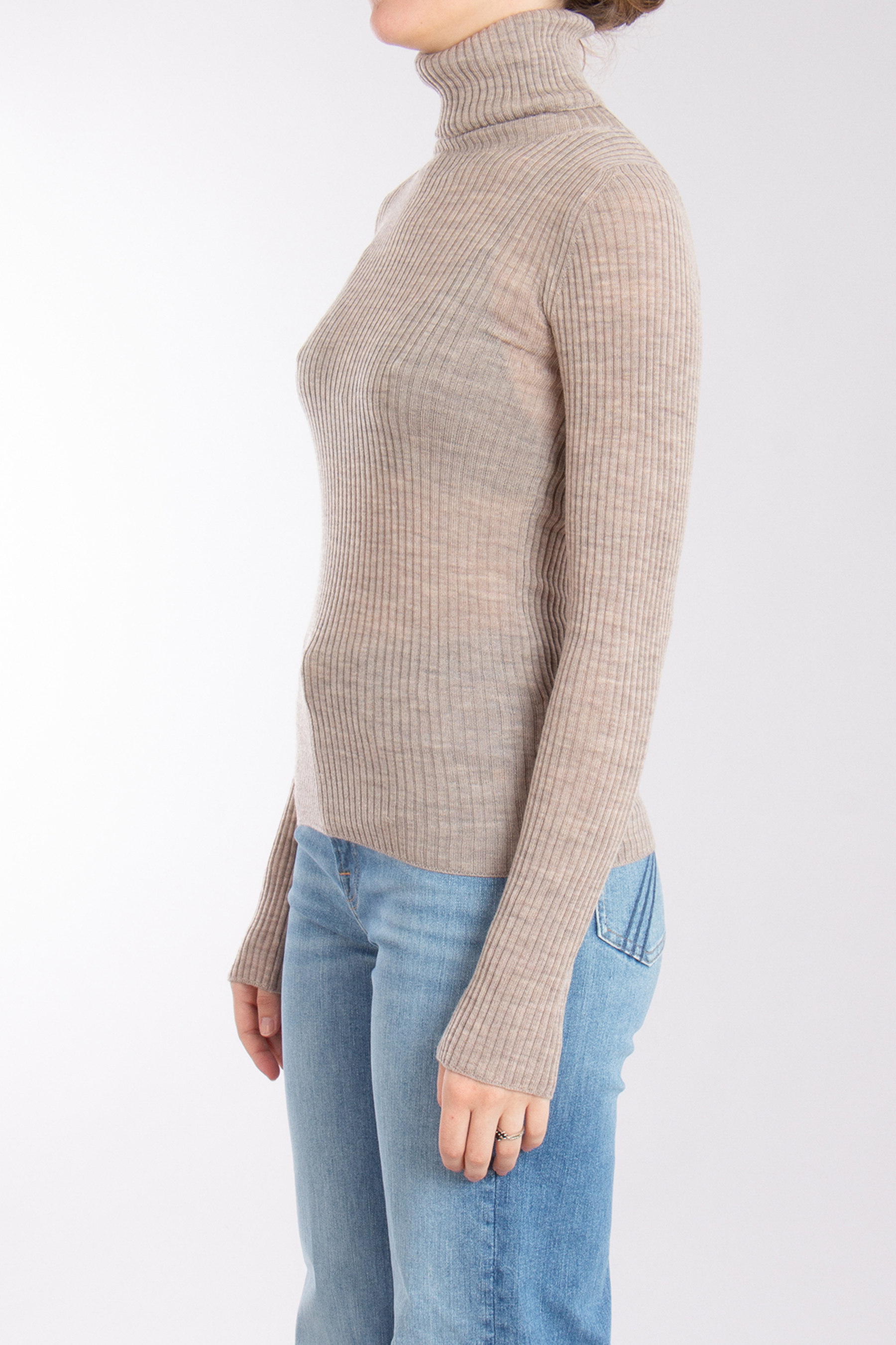 0039 ITALY Ribbed Wool Turtleneck Sweater Whiley