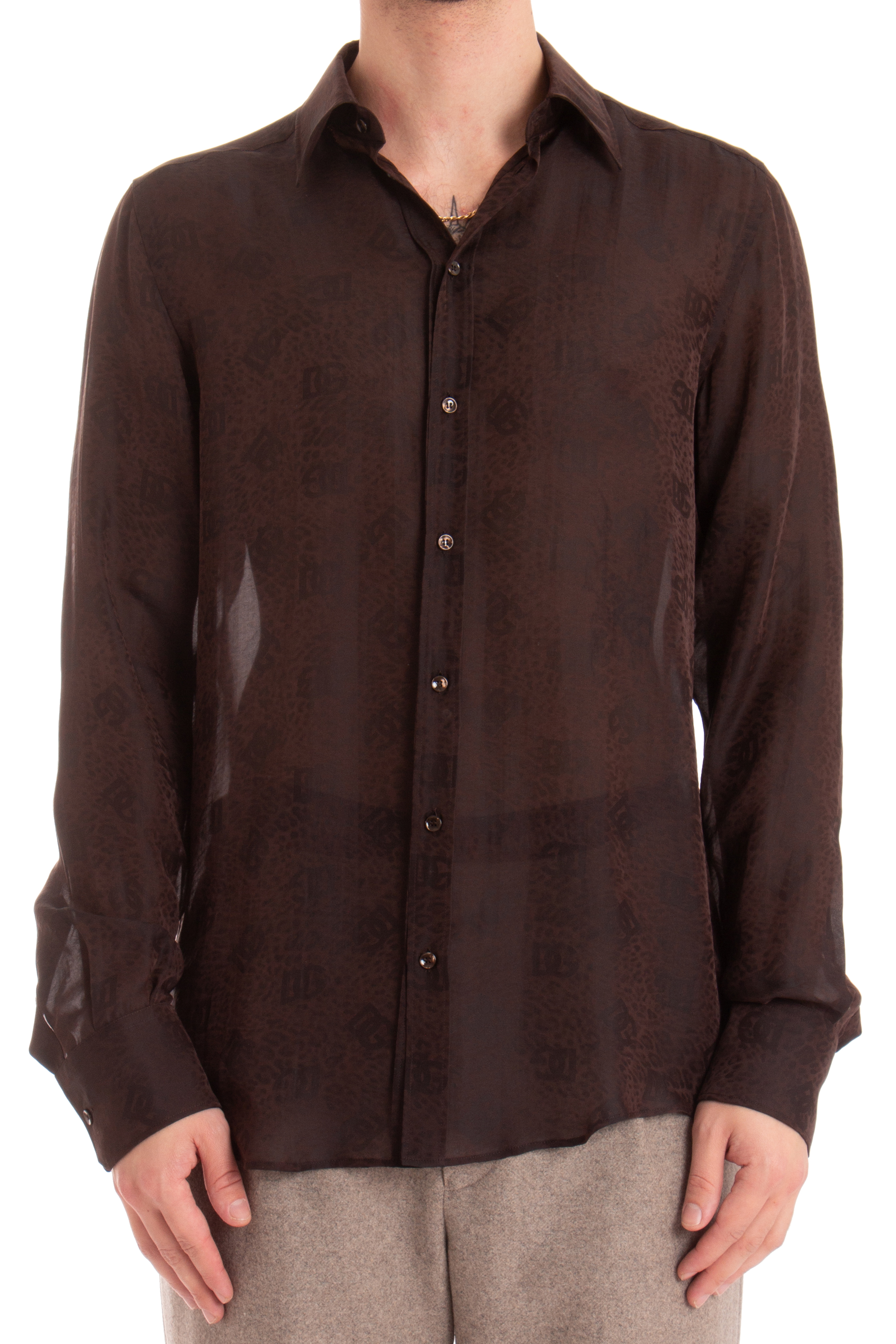 DOLCE & GABBANA Sheer Silk Shirt Martini