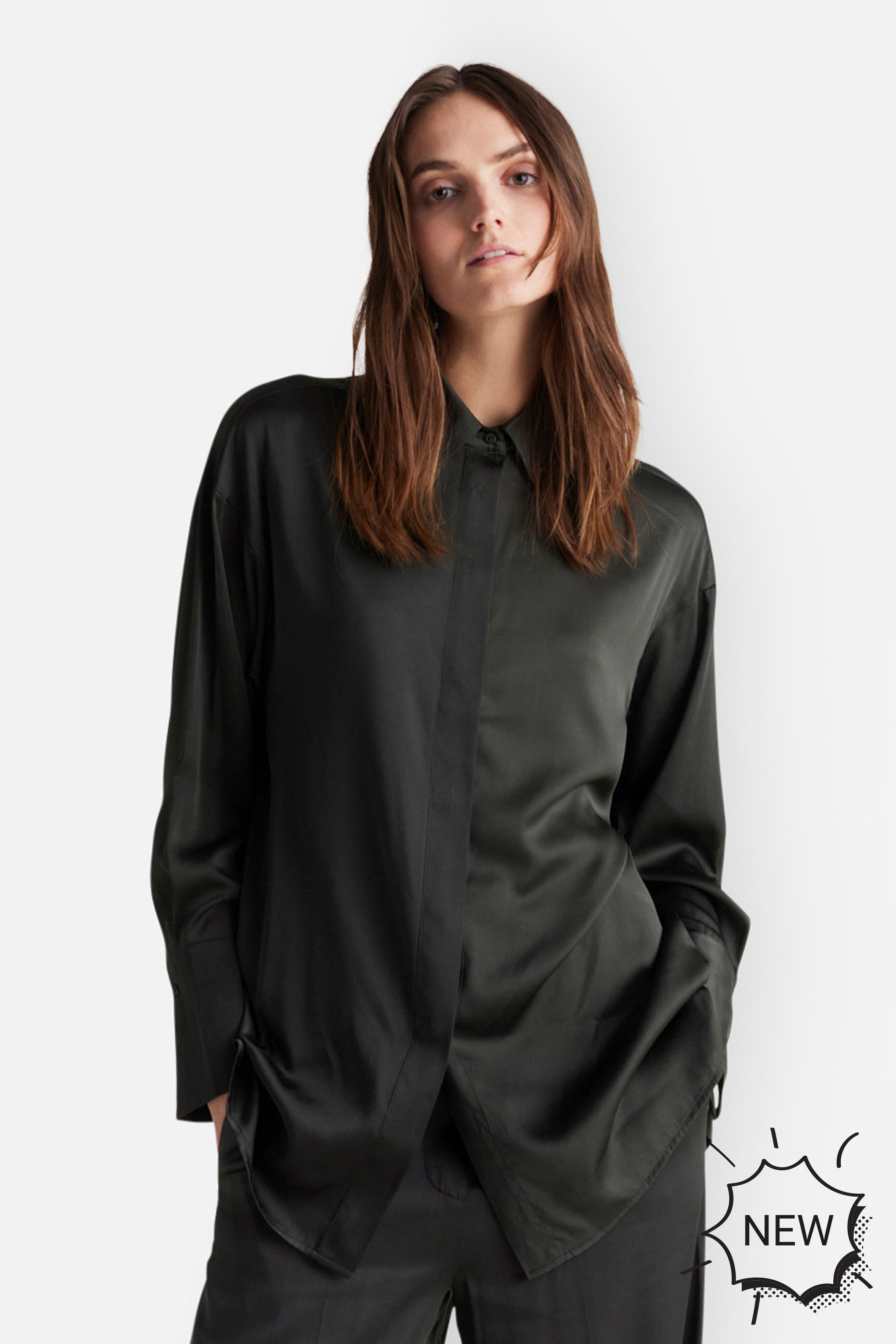 IHEART Long Silk Satin Blouse Ewelinn