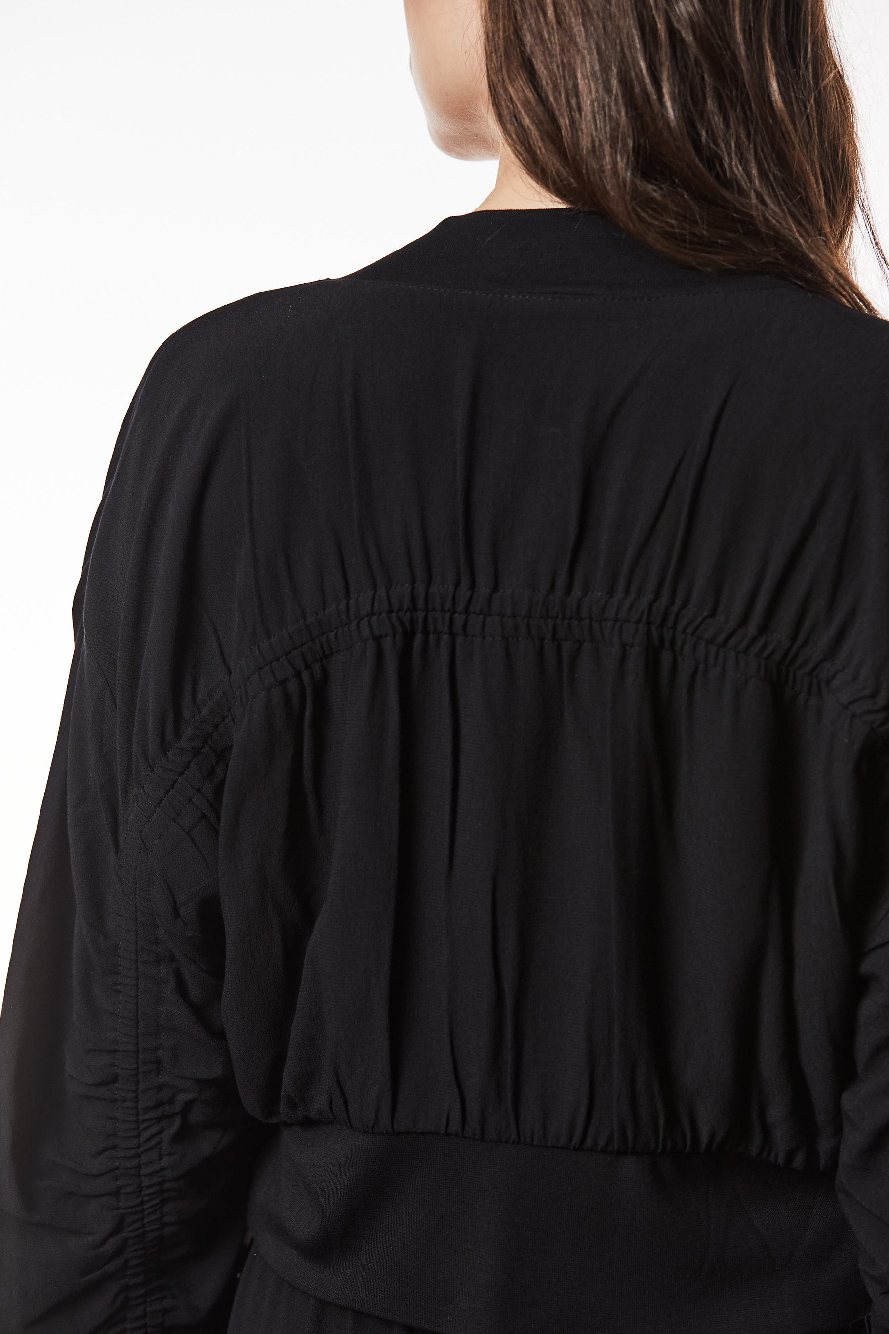 THOM KROM Cropped Viscose Crepe Bomber Jacket