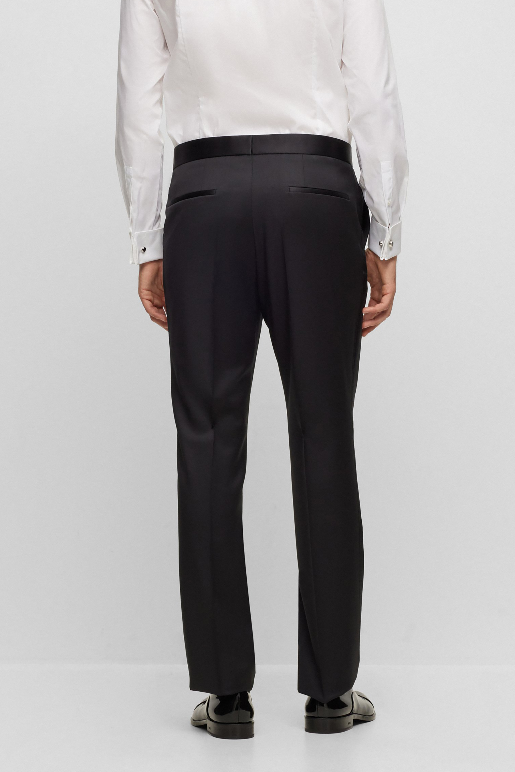 BOSS Virgin Wool Serge Tuxedo Pants H-Lenon