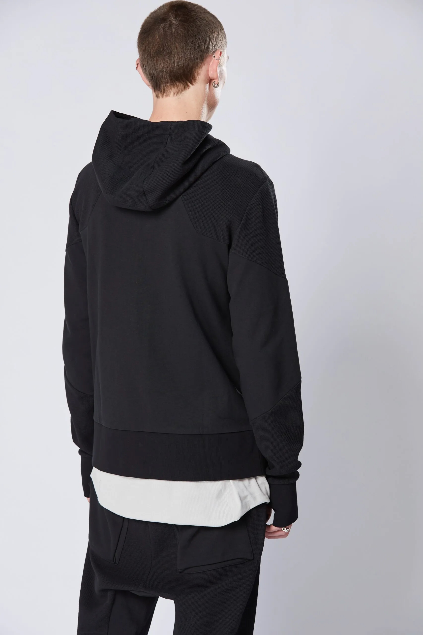 THOM KROM Hooded Cotton Stretch Zip Hoodie