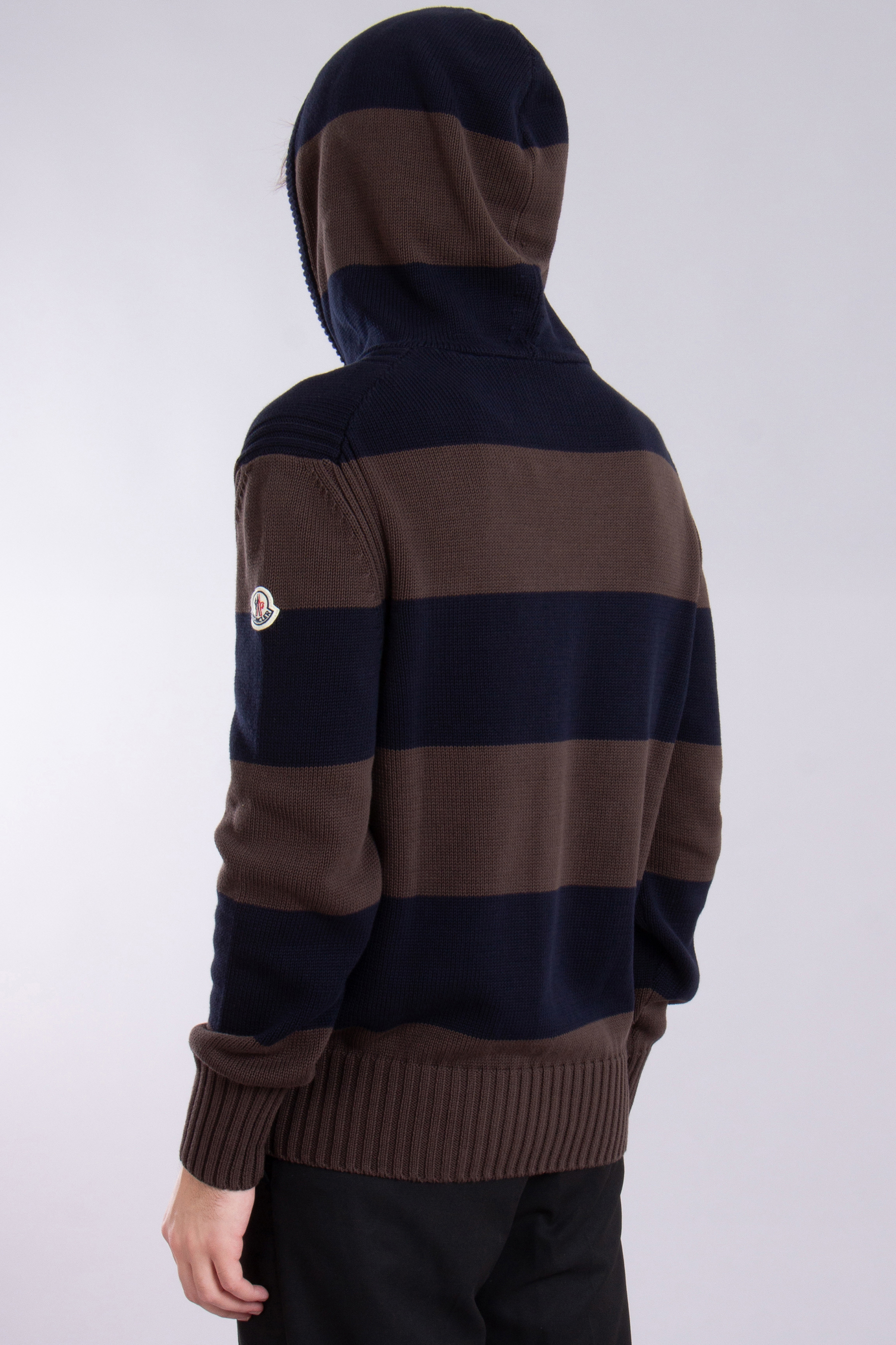 MONCLER Striped Cotton Knit Hoodie