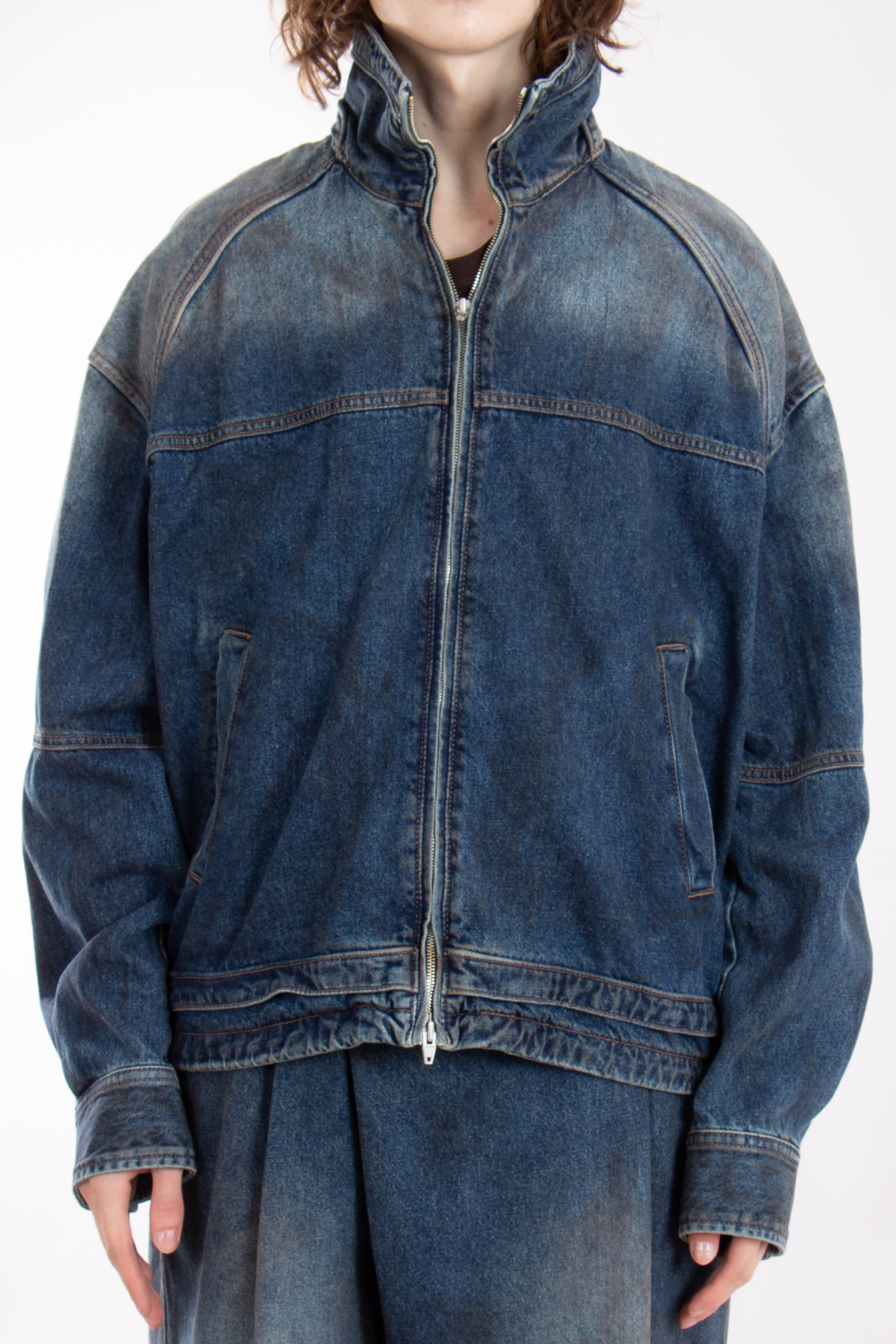 JUUN.J Oversized Oil-Washed Cotton Denim Jacket