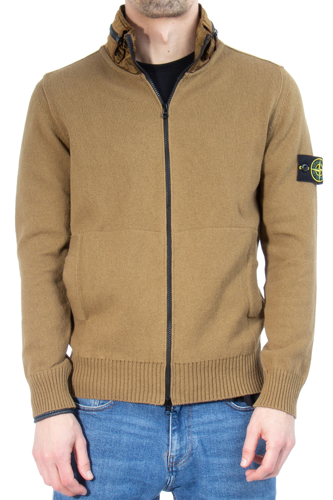 STONE ISLAND Cotton Knit Jacket with Hidden Hood