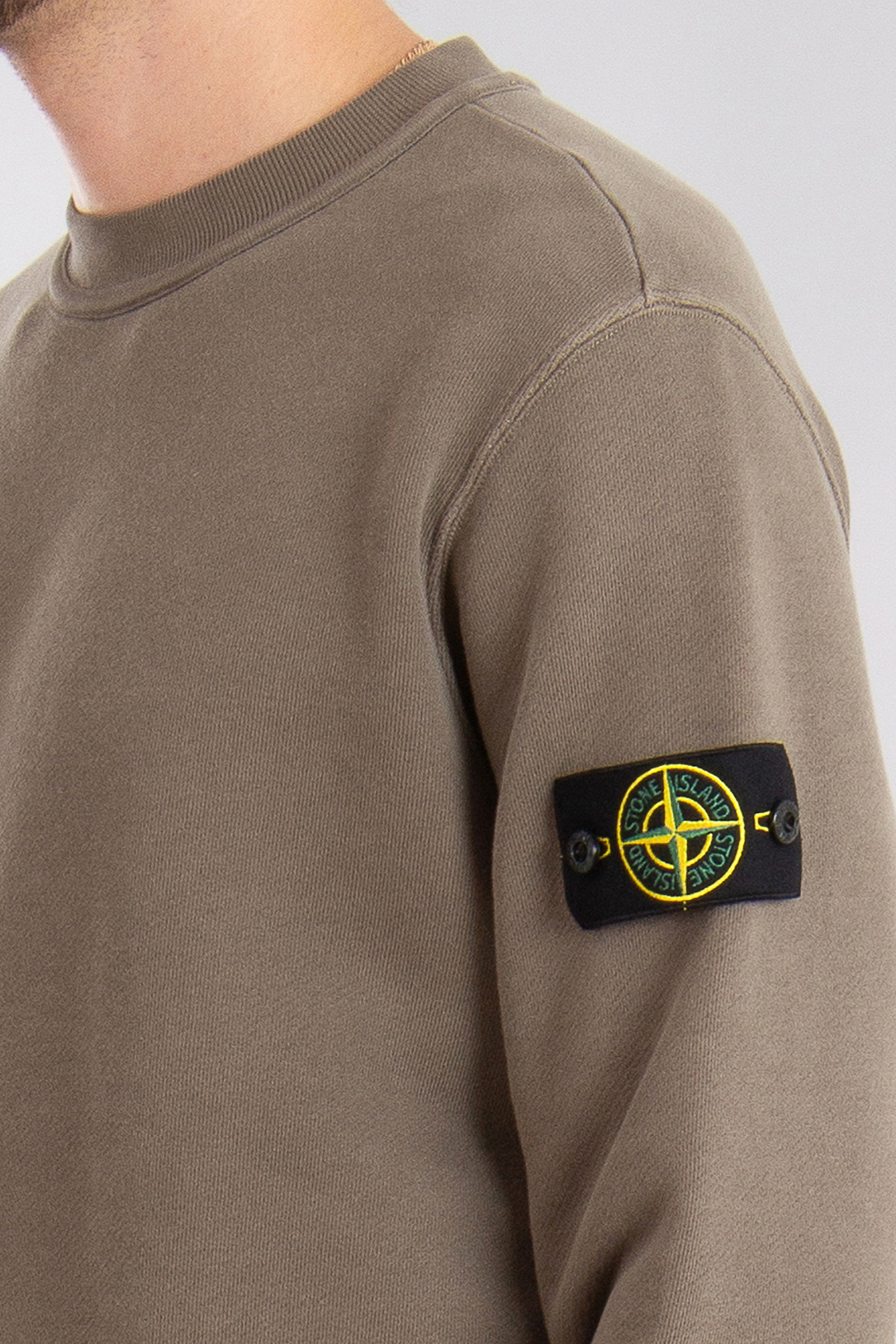 STONE ISLAND 'Old' Effect Organic Cotton Diagonal Fleece Sweatshirt