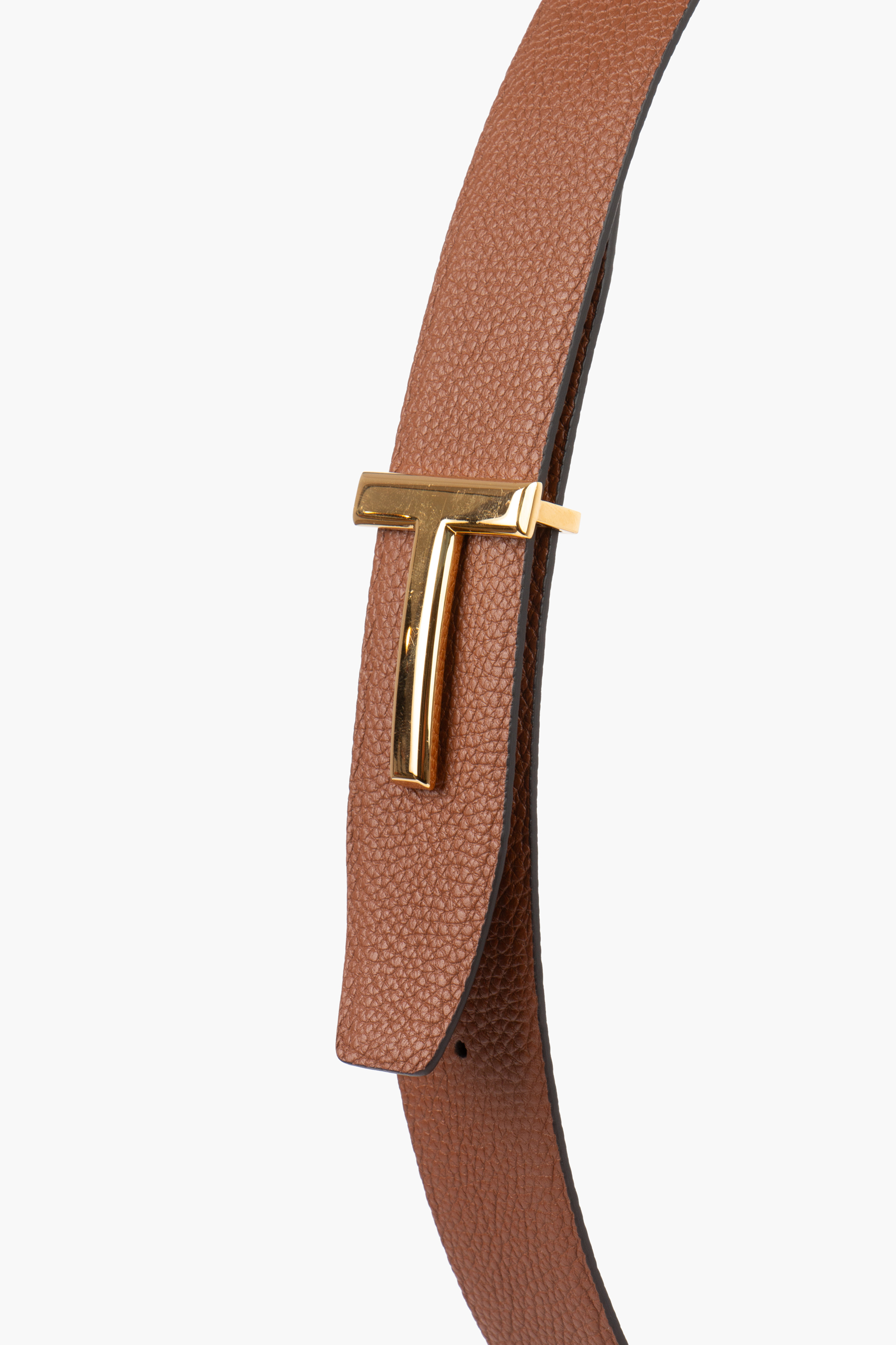 TOM FORD Reversible Grained Leather Logo Belt