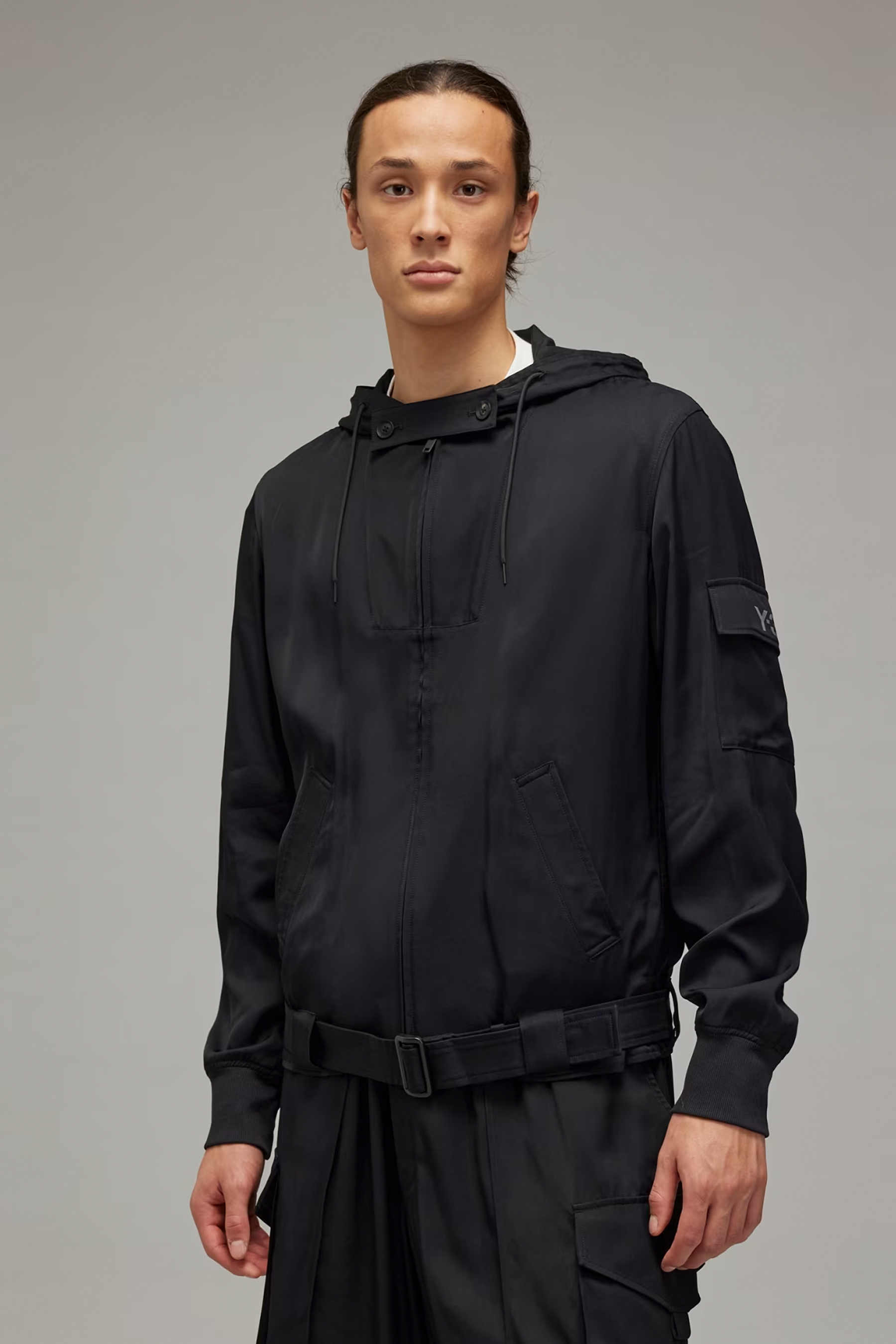 Y-3 Loose Fit Rayon Twill Hooded Jacket