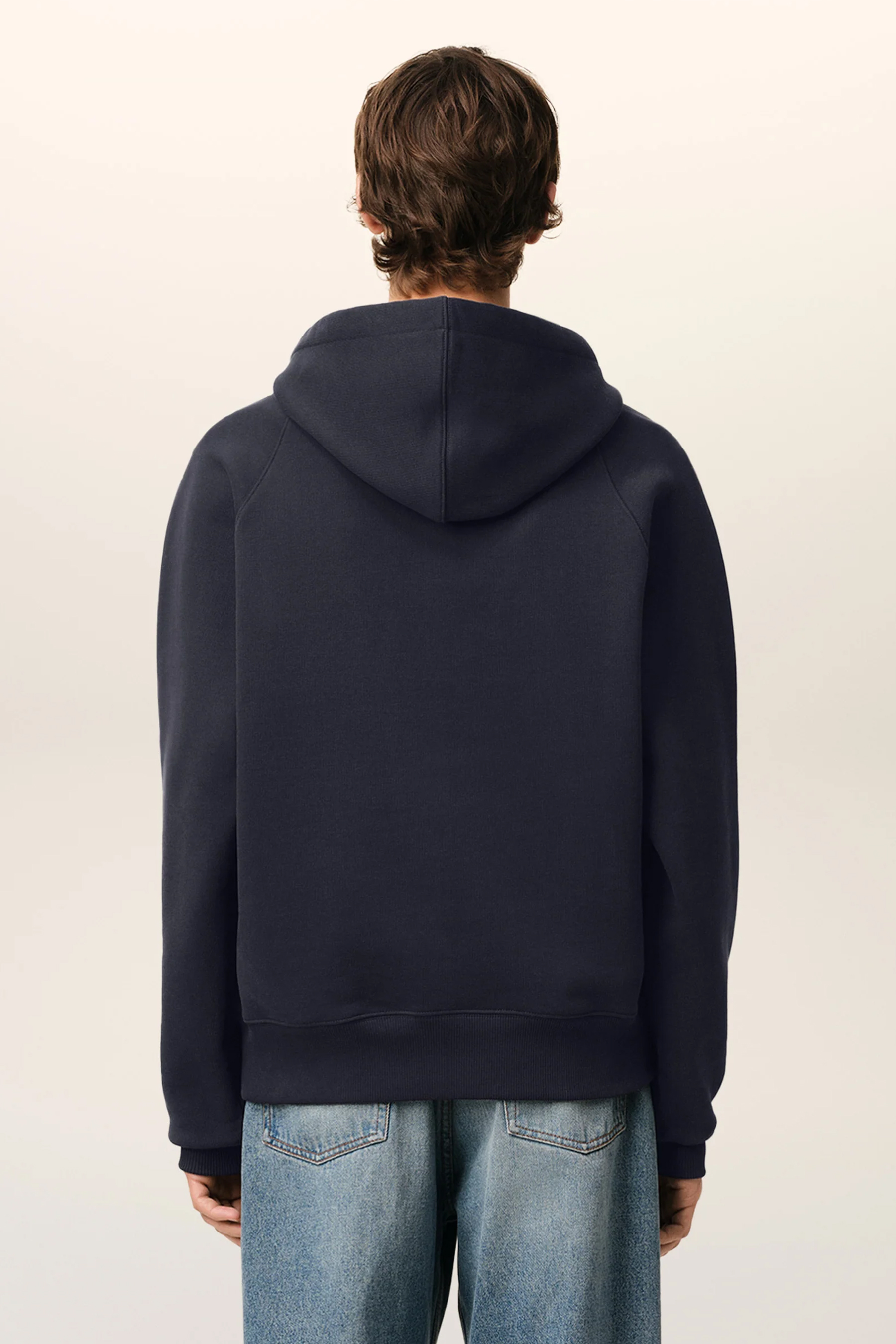 AMI PARIS Boxy Fit Organic Cotton Fleece Hoodie