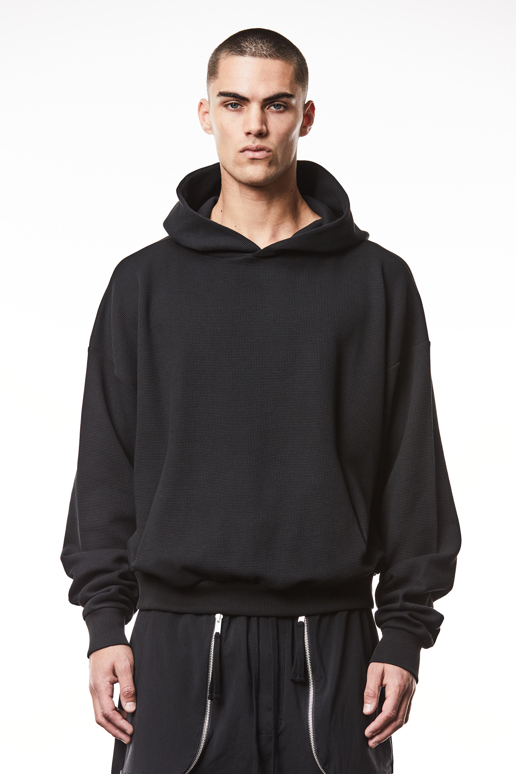 THOM KROM Oversized Cropped Matmix Cotton Jersey Hoodie