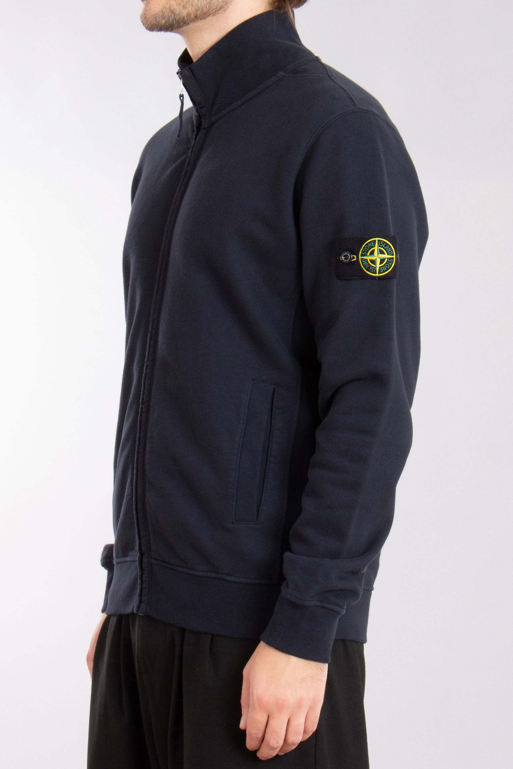 STONE ISLAND Organic Cotton Fleece Full Zip Sweatshirt