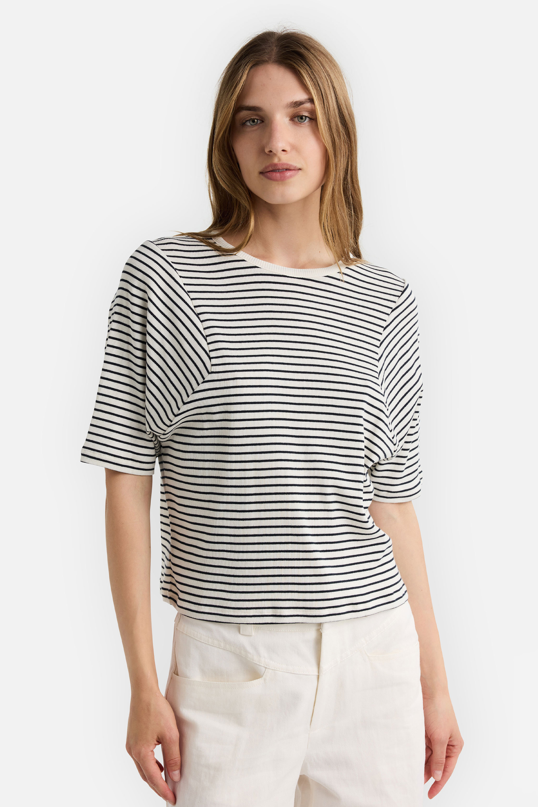 IHEART Striped Ribbed Cotton Jersey T-Shirt Julenta