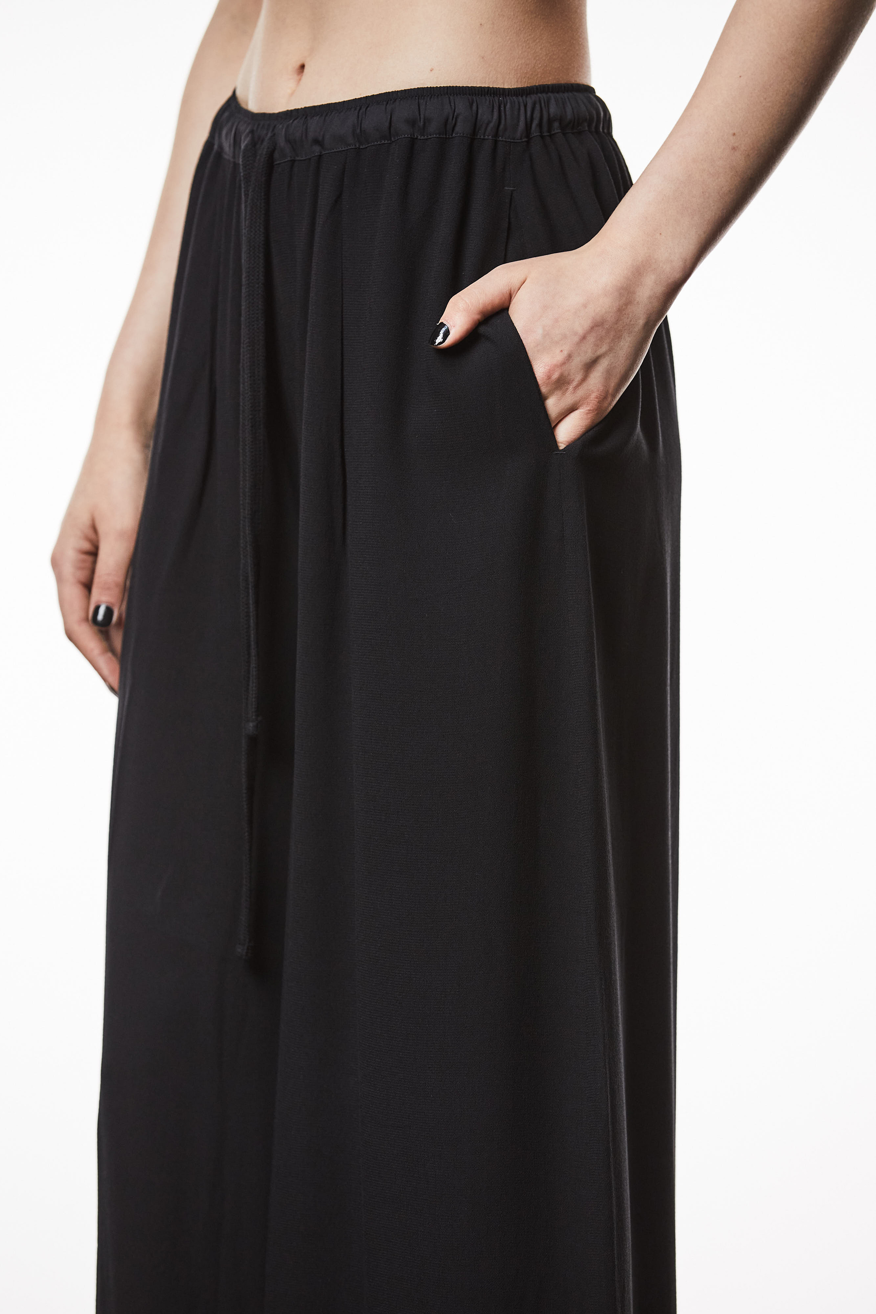 THOM KROM Wide Leg Viscose Crepe Pants