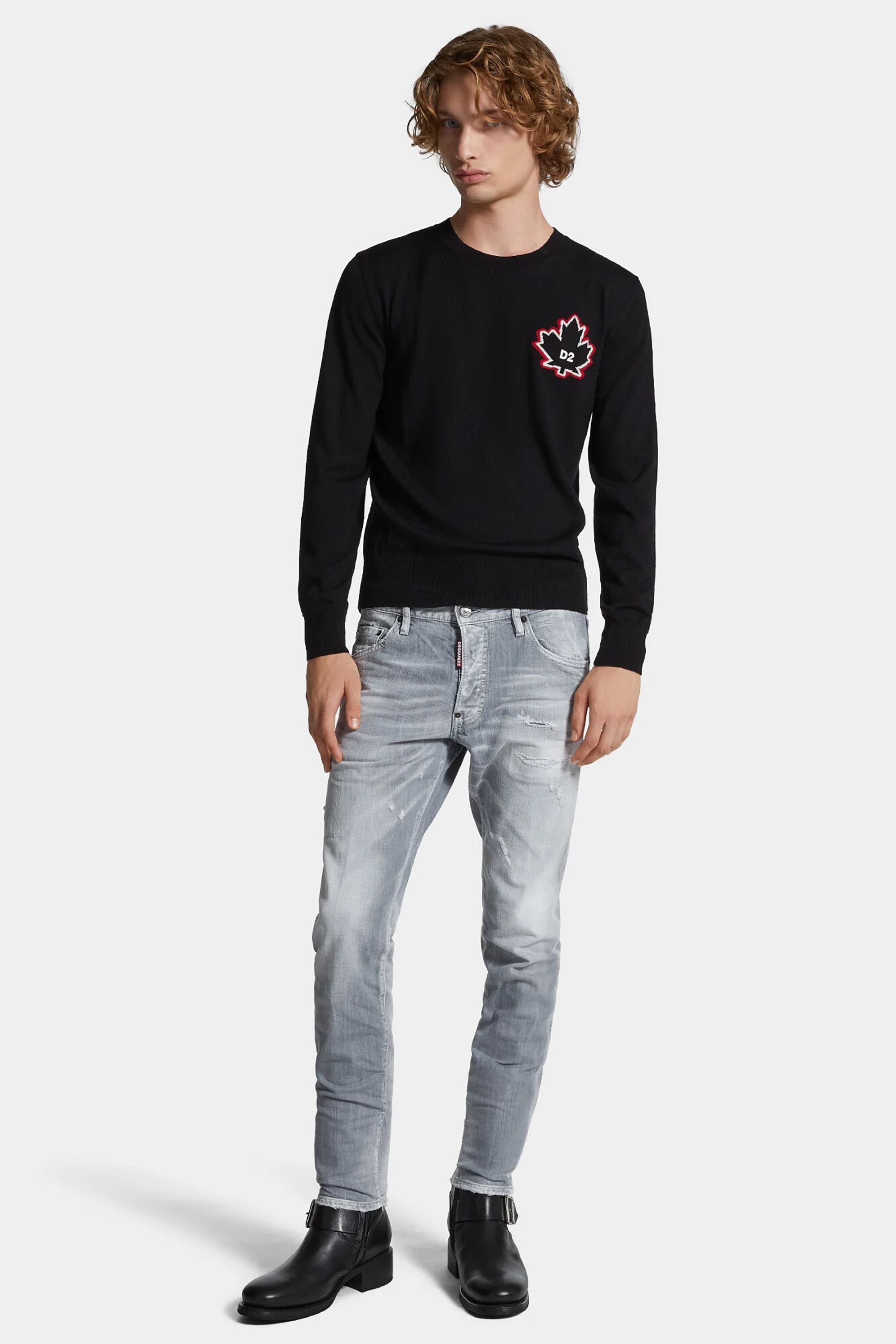 DSQUARED2 Brushed Cotton Stretch Denim Skater Jeans