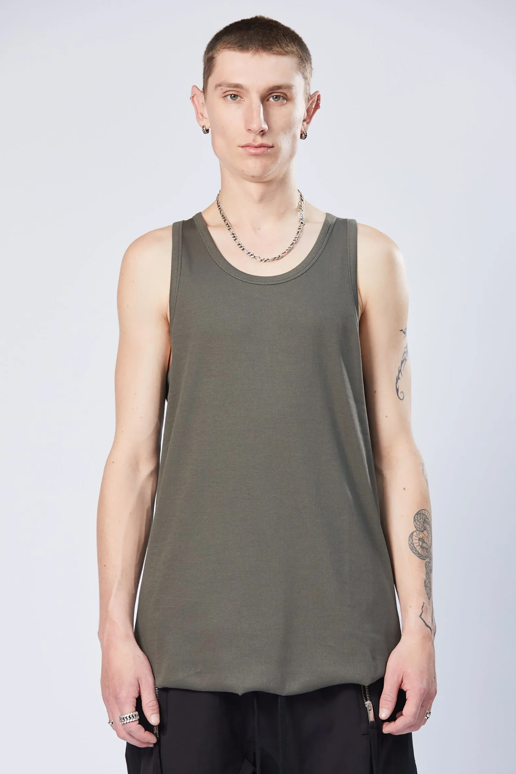 THOM KROM Fine Rib Cotton Stretch Tank Top