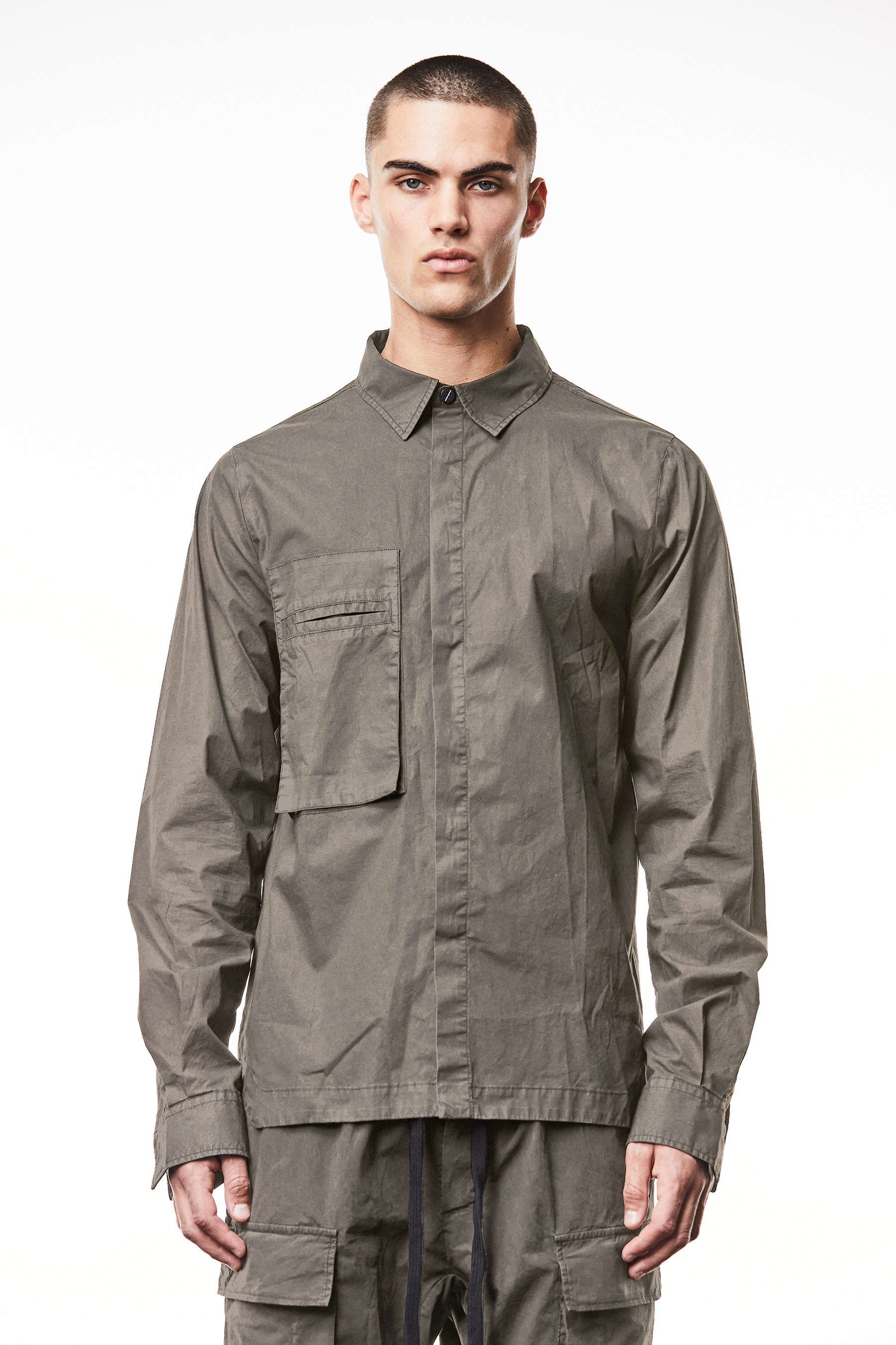 THOM KROM Slim Fit Washed Crashed Cotton Shirt