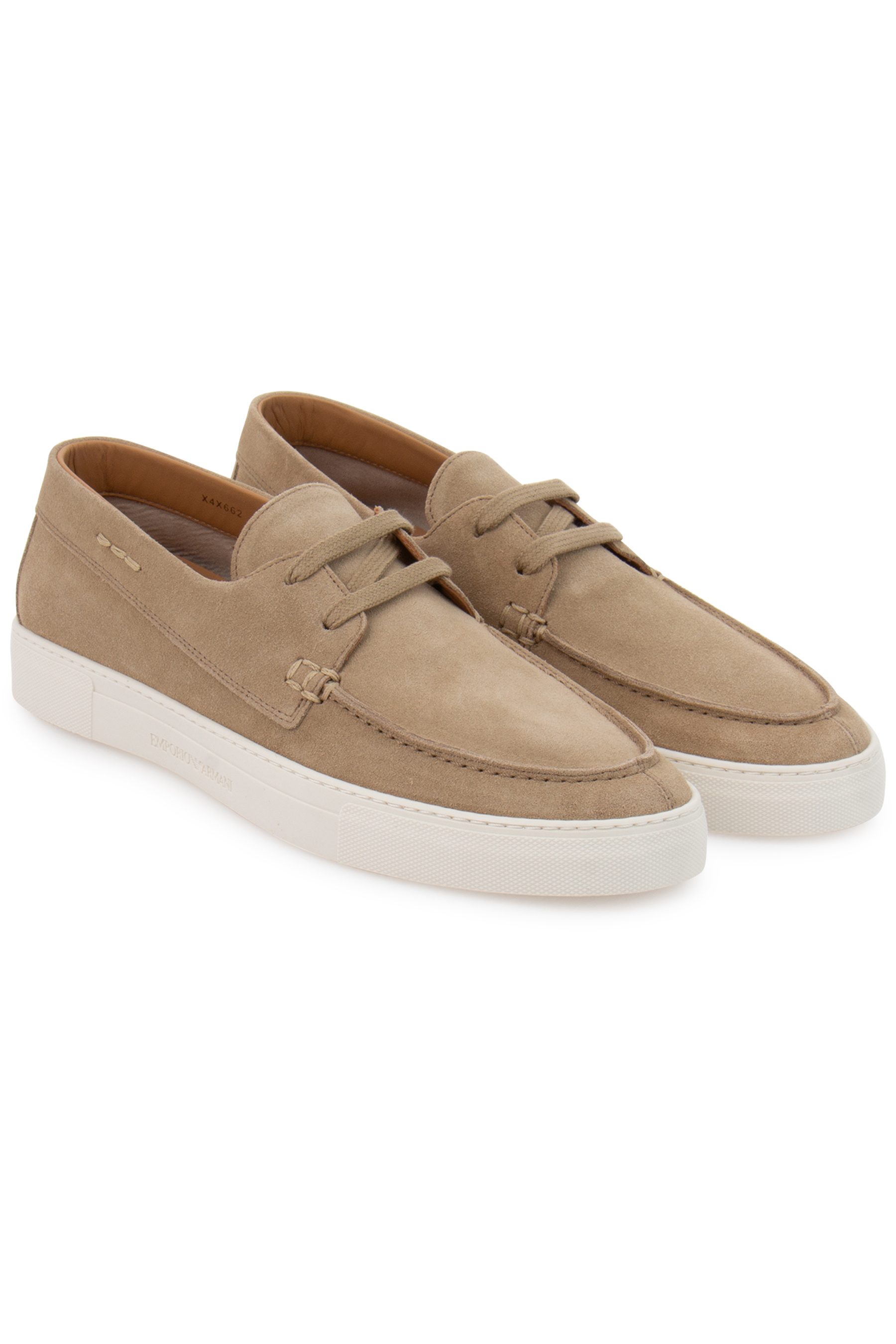 EMPORIO ARMANI Crust Leather Boat Shoes