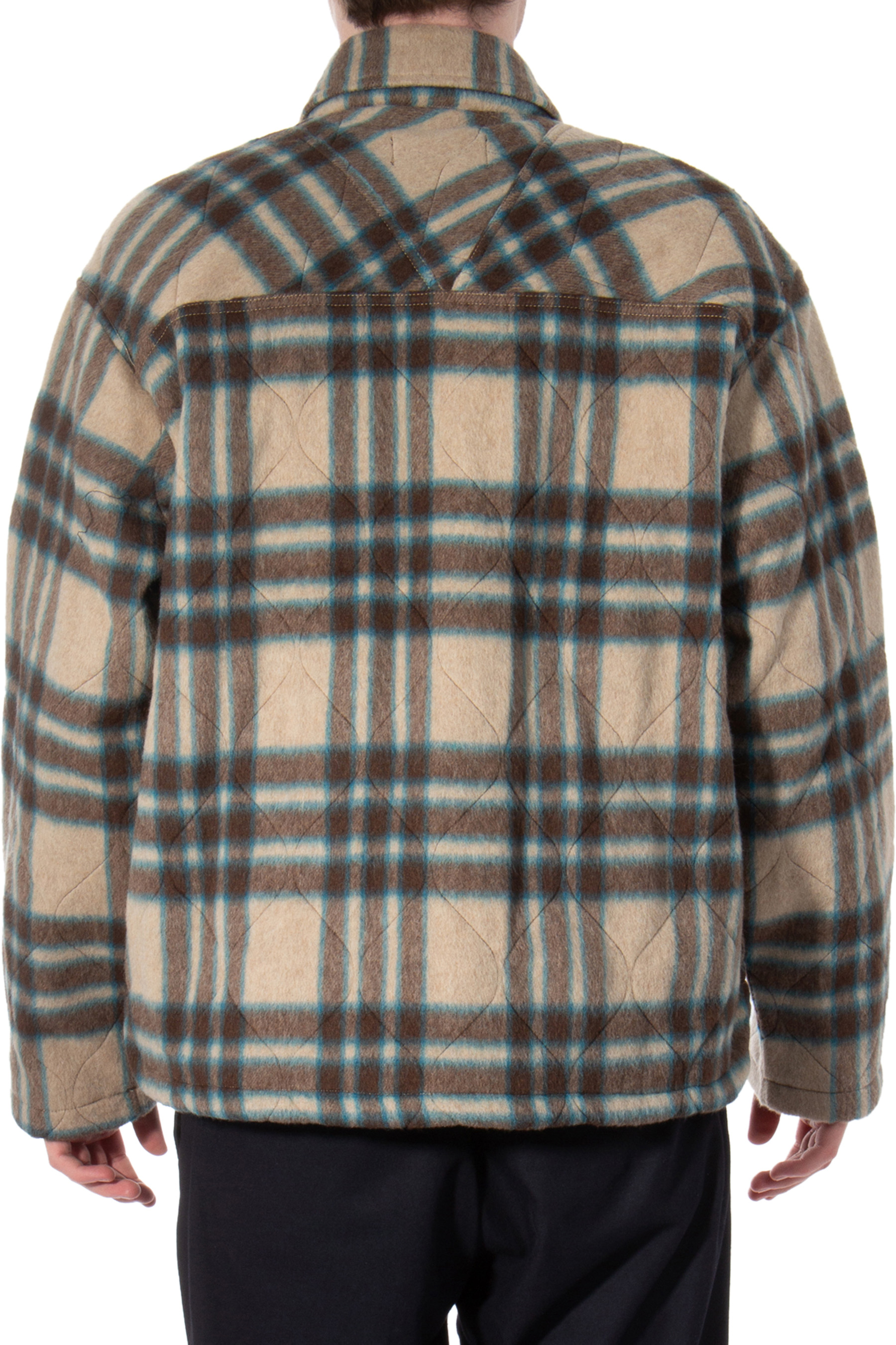 REPRESENT Checked Wool Blend Overshirt with Half-Zip