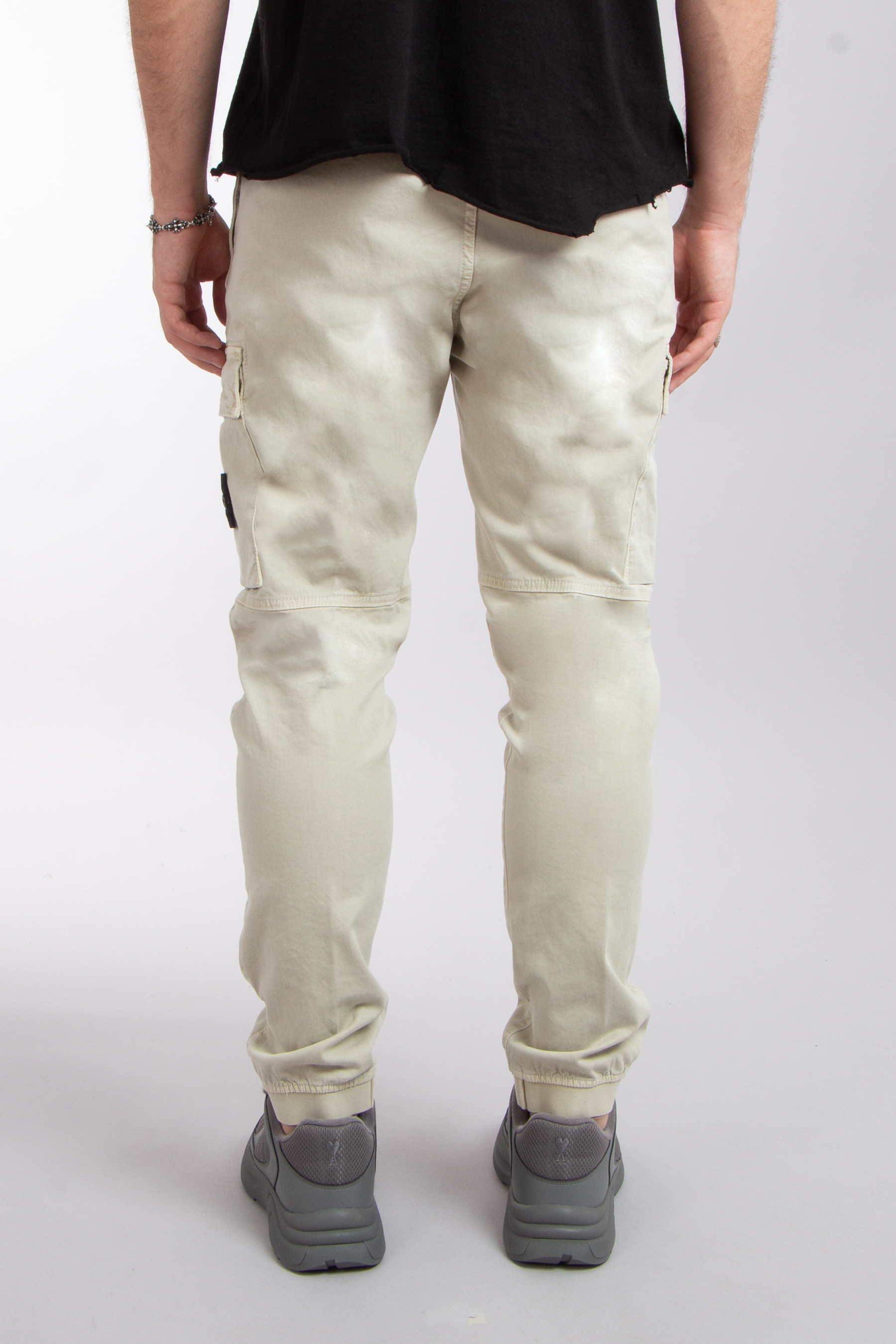 STONE ISLAND 'OLD' Effect Broken Cotton Twill Cargo Pants