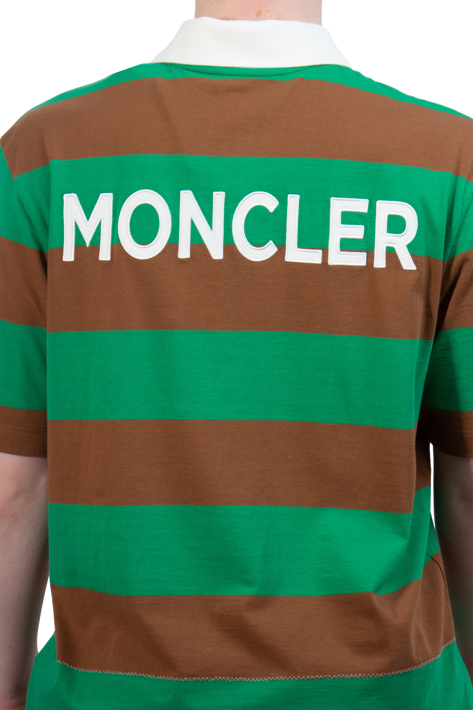 MONCLER Striped Cotton Polo Shirt