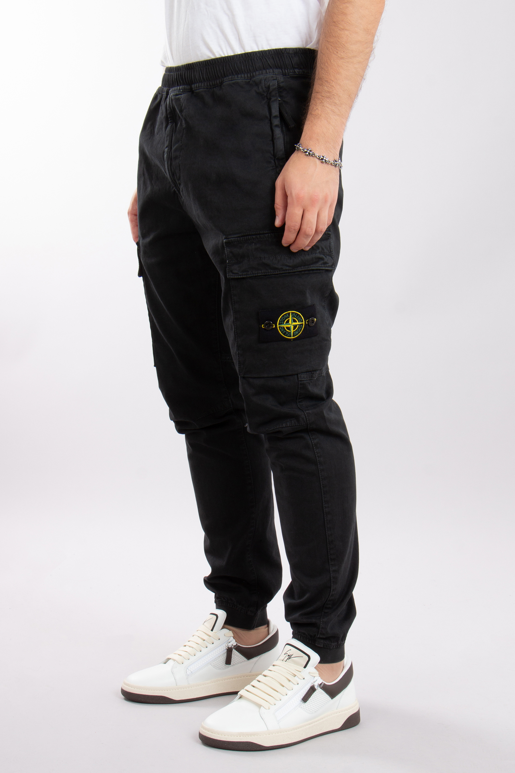 STONE ISLAND 'OLD' Effect Broken Cotton Twill Cargo Pants