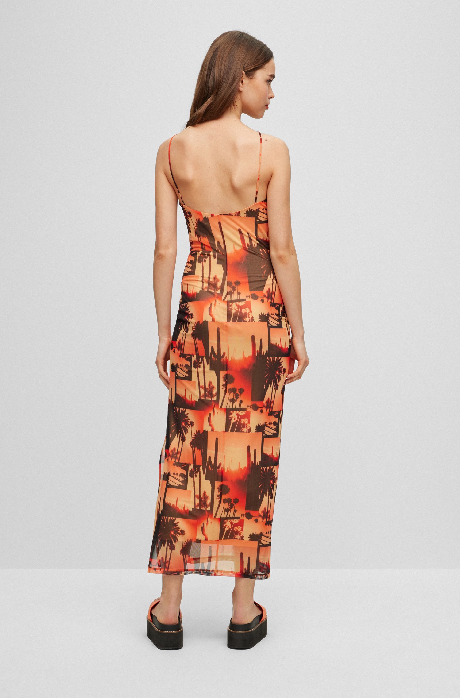 HUGO Printed Stretch Mesh Midi Dress Nalinda