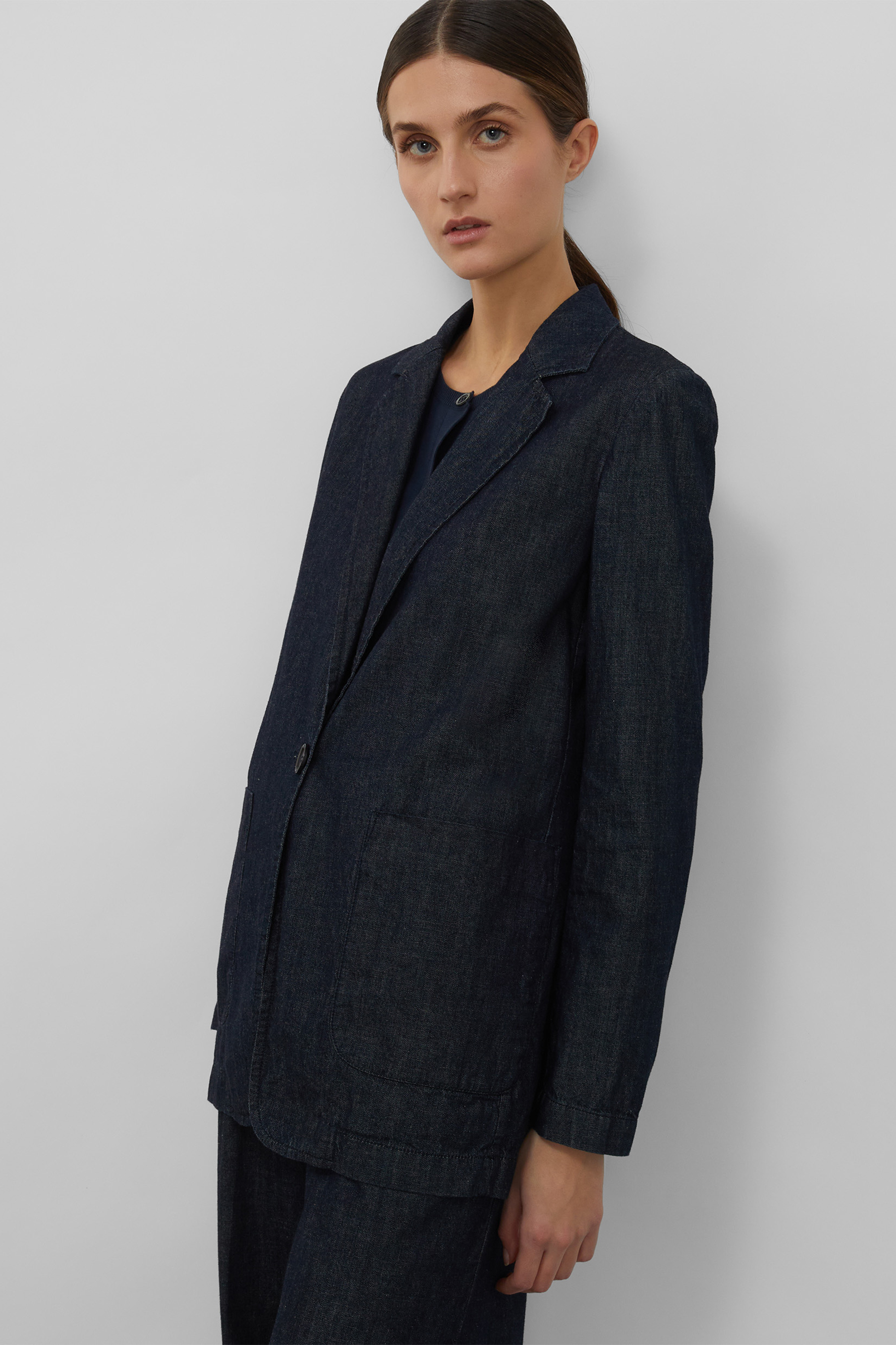 ASPESI Deconstructed Cotton Denim Blazer