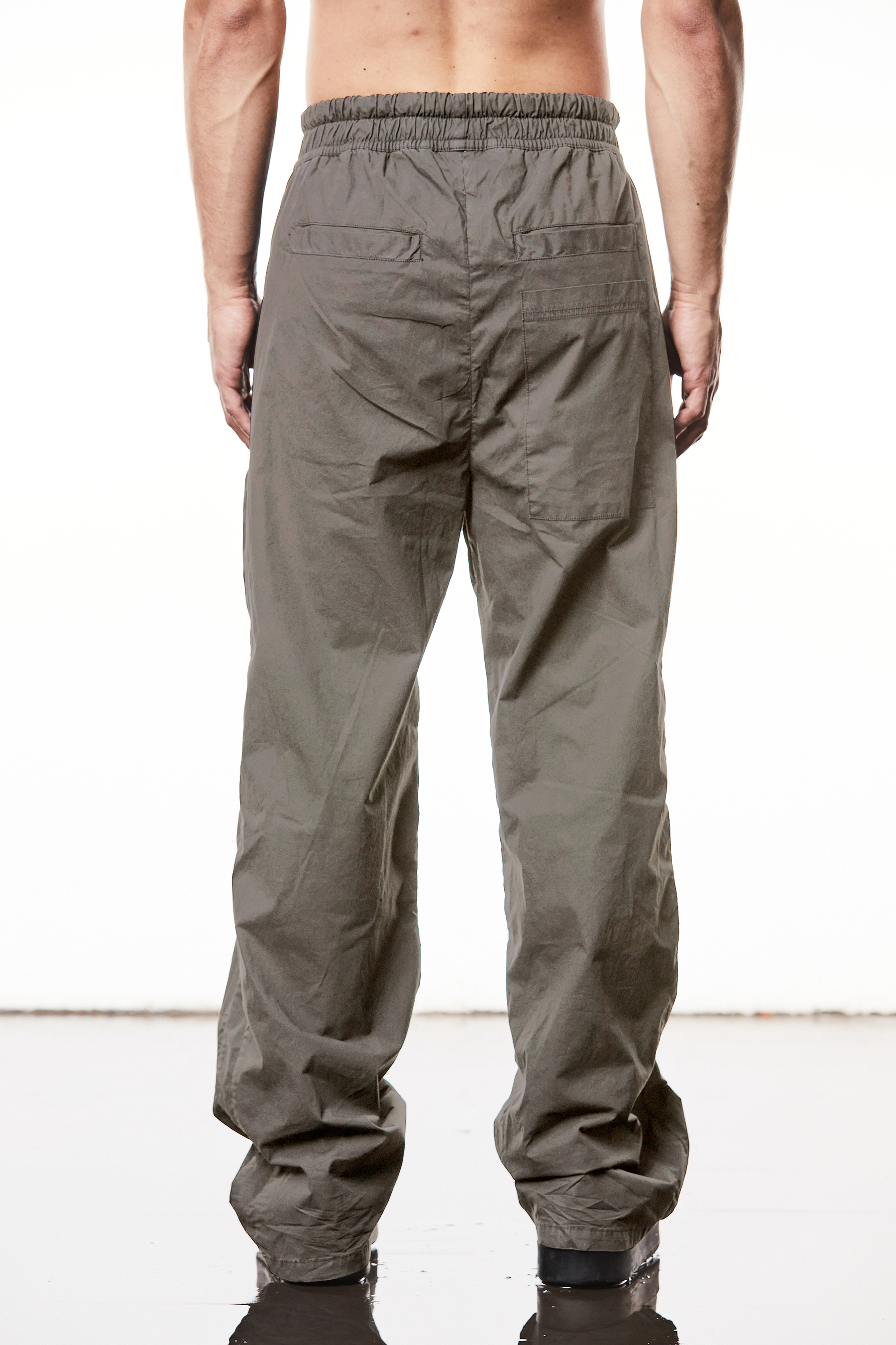 THOM KROM Wide Leg Washed Crashed Cotton Stretch Pants