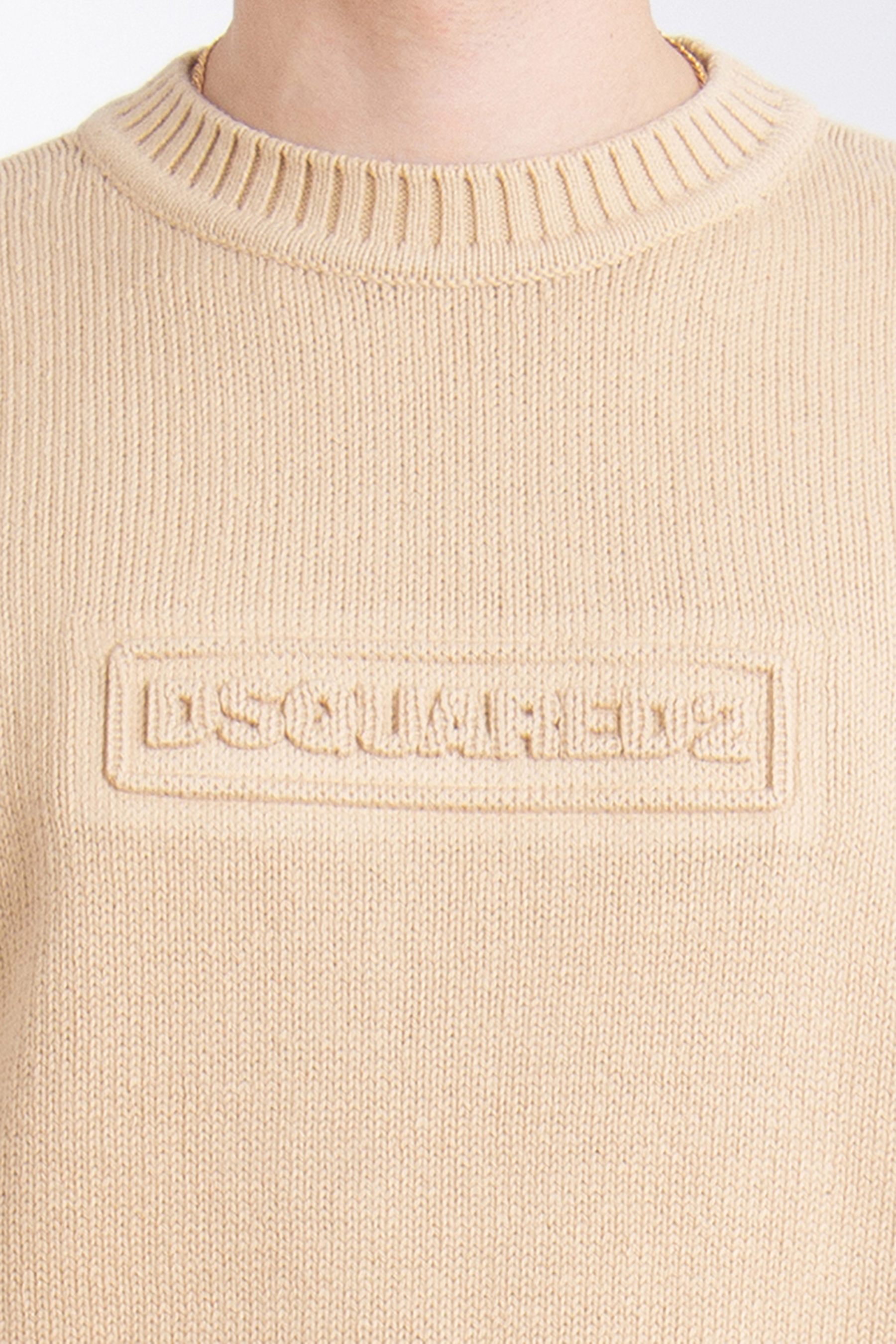 DSQUARED2 Logo Cotton Knit Crewneck Sweater